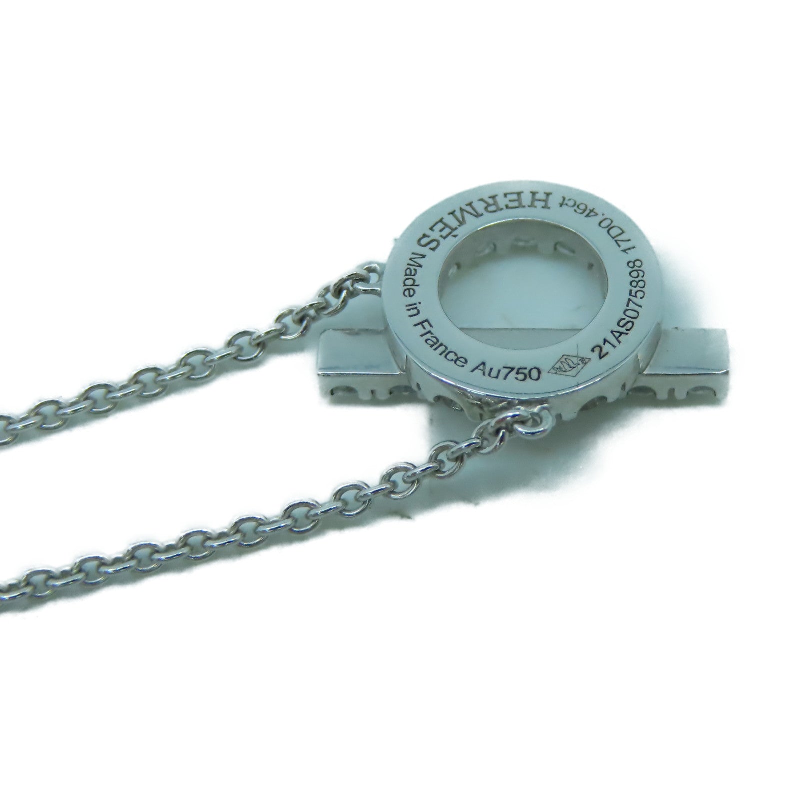 HERMES 18K白金Finesse Pendant 0.46ct鑽石項鍊