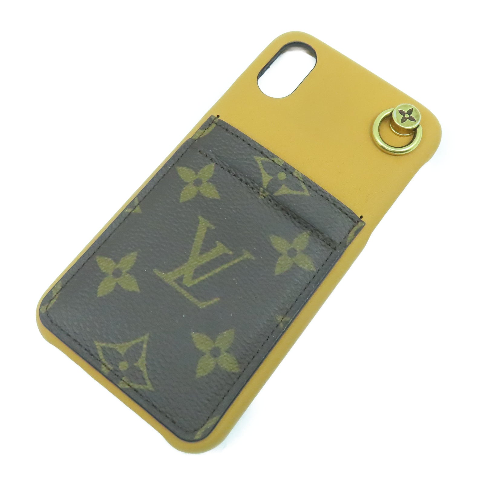 LOUIS VUITTON Monogram/皮革Phone Case金扣手機袋啡色
