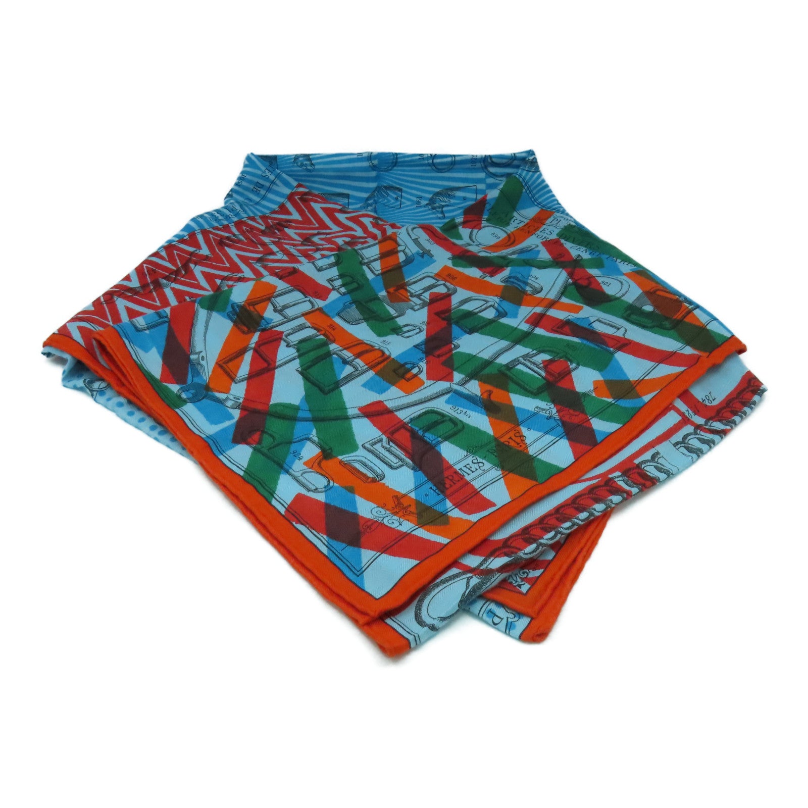 HERMES 【激減優惠】羊絨/絲質Scarf 140X140絲巾藍色/橙色