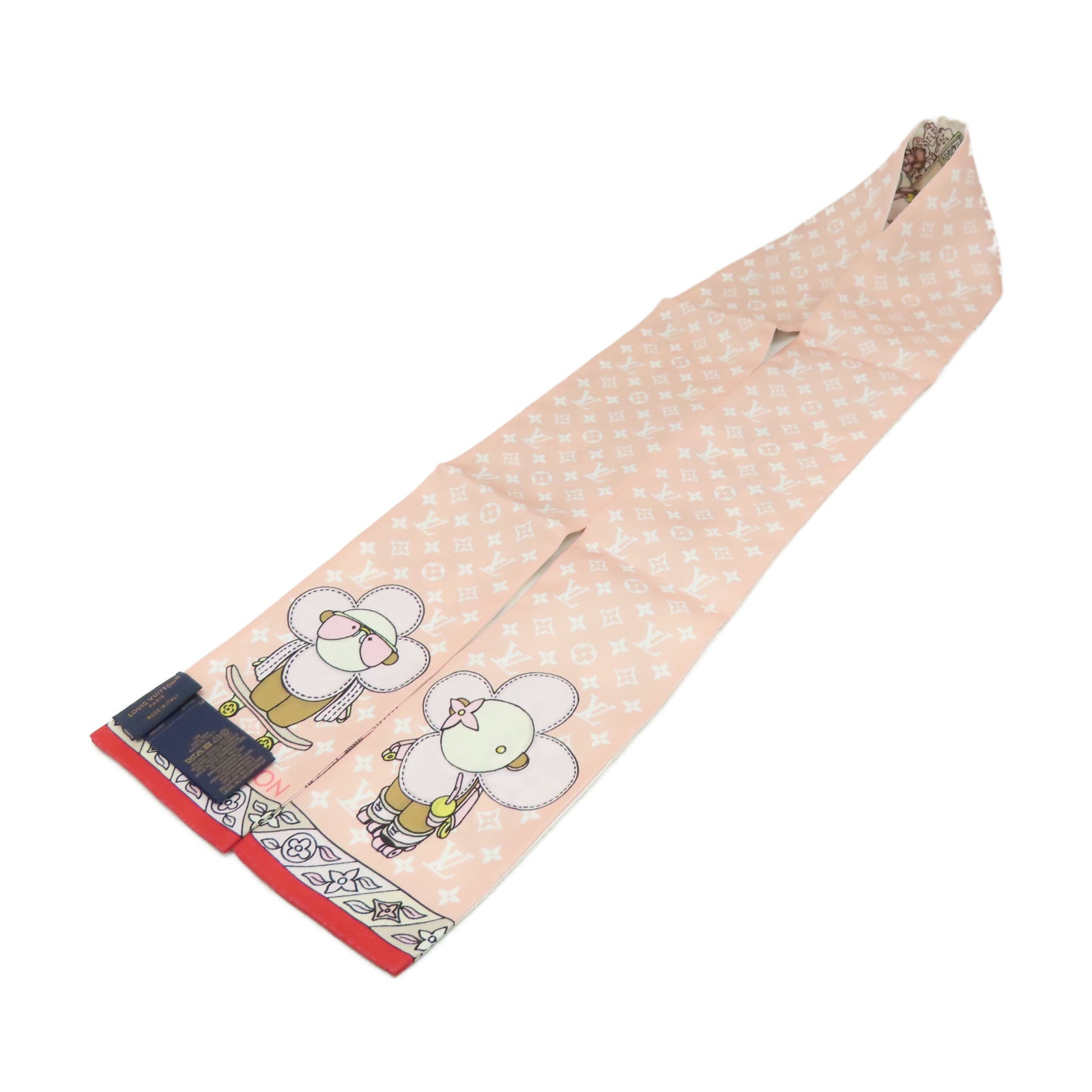 LOUIS VUITTON 絲質Hide and Seek Scarf絲巾粉紅色/米白色/彩色