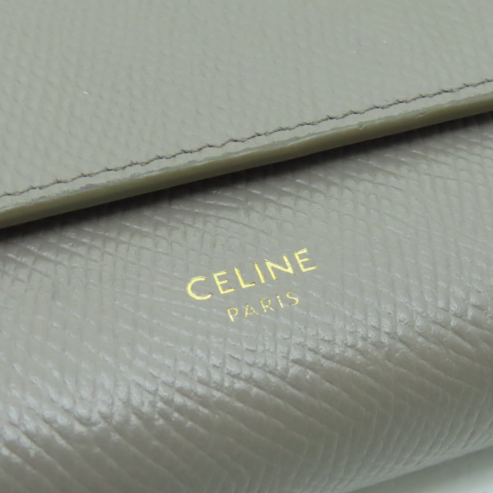 CELINE 【激減優惠】牛皮皮革Fold Wallet金扣錢包灰色