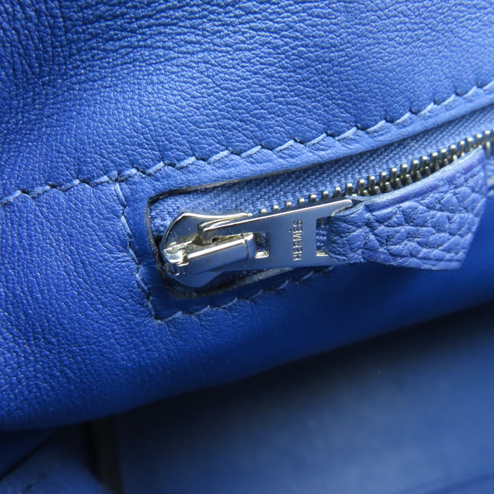 HERMES Togo Leather 24/24 29cm Silver Buckle Handle Shoulder Bag Blue  Encre/Blue