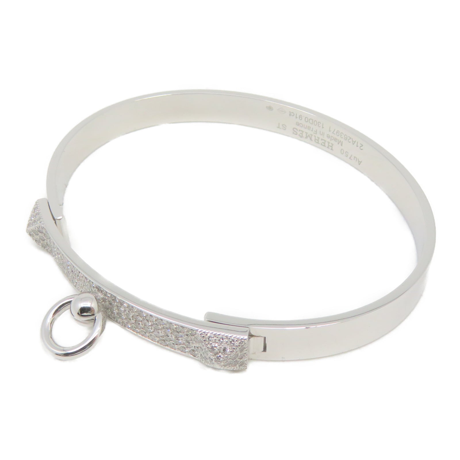 HERMES 【激减优惠】18K白金Collier De Chien Bracelet 0.91ct钻石手环
