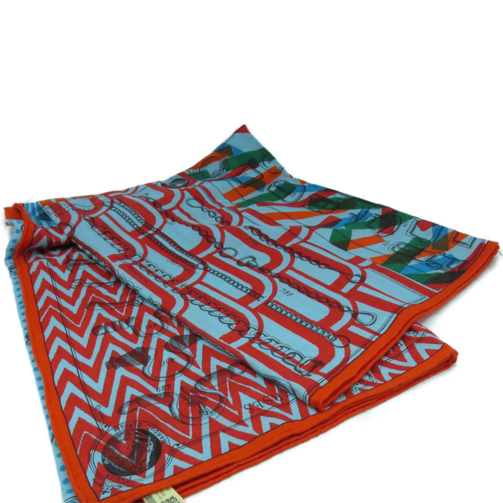HERMES 【激減優惠】羊絨/絲質Scarf 140X140絲巾藍色/橙色