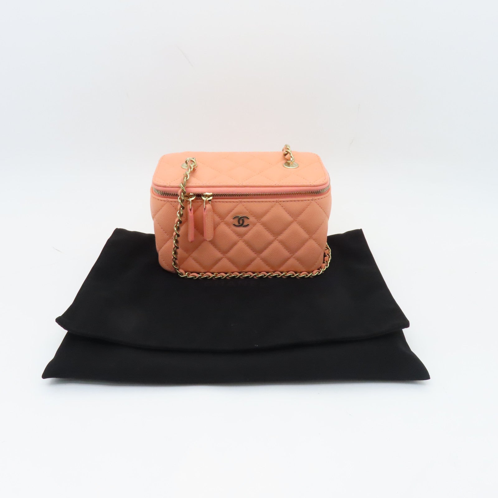 CHANEL 【激減優惠】菱格Caviar皮革Chain Shoulder Bag金扣鏈帶肩背袋粉紅色