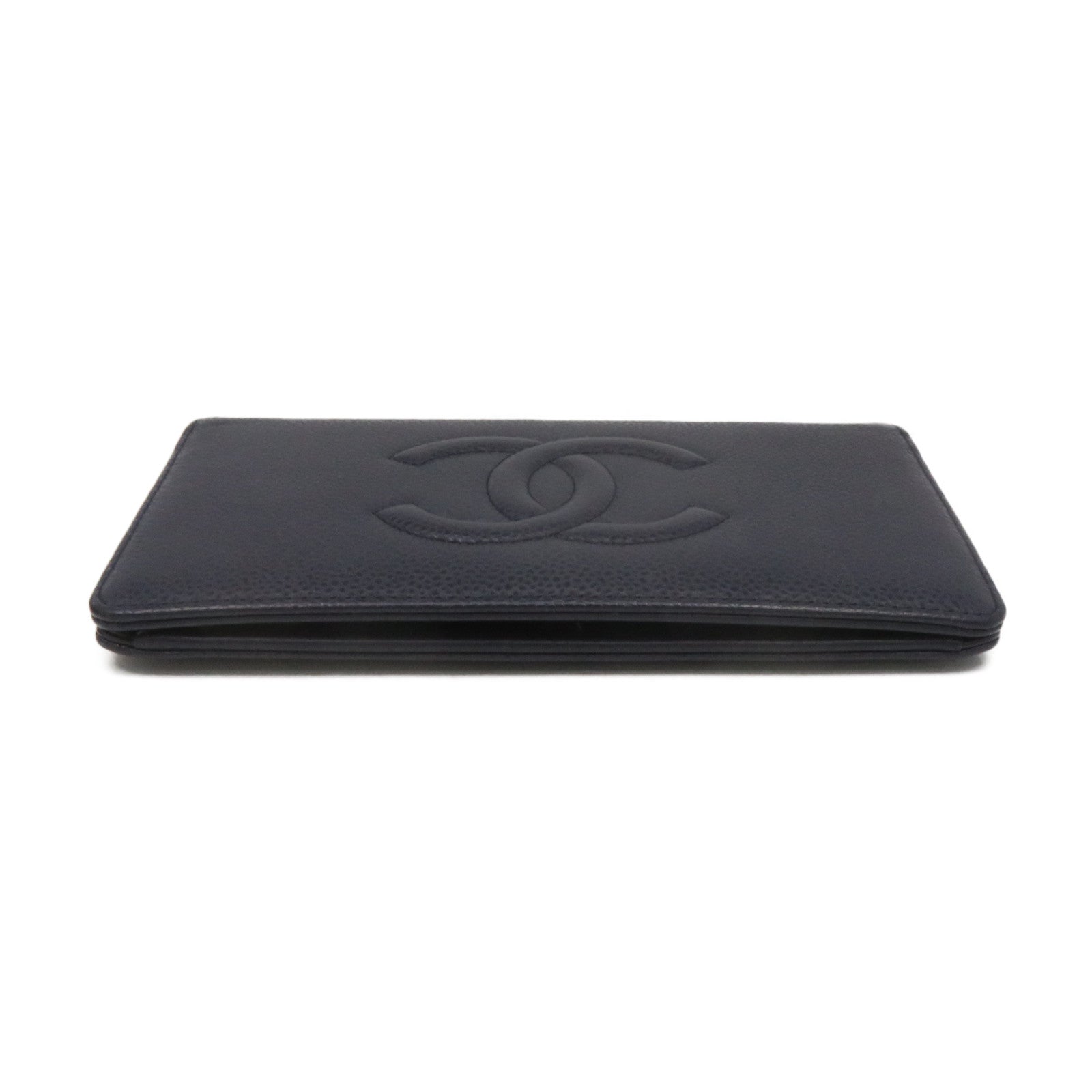 CHANEL Caviar Leather Long Wallet Purple