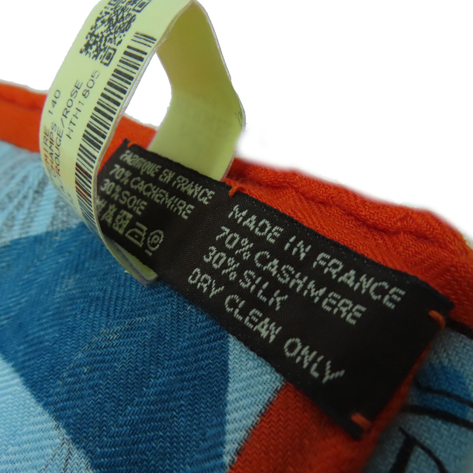 HERMES 【激減優惠】羊絨/絲質Scarf 140X140絲巾藍色/橙色