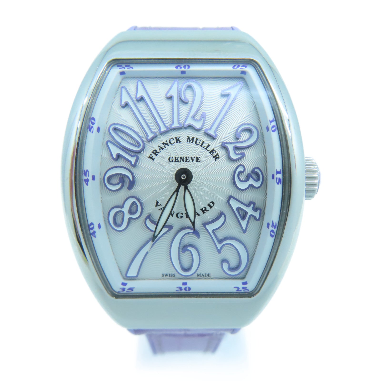 FRANCK MULLER Vanguard不鏽鋼/鱷魚皮革手錶石英機芯白色