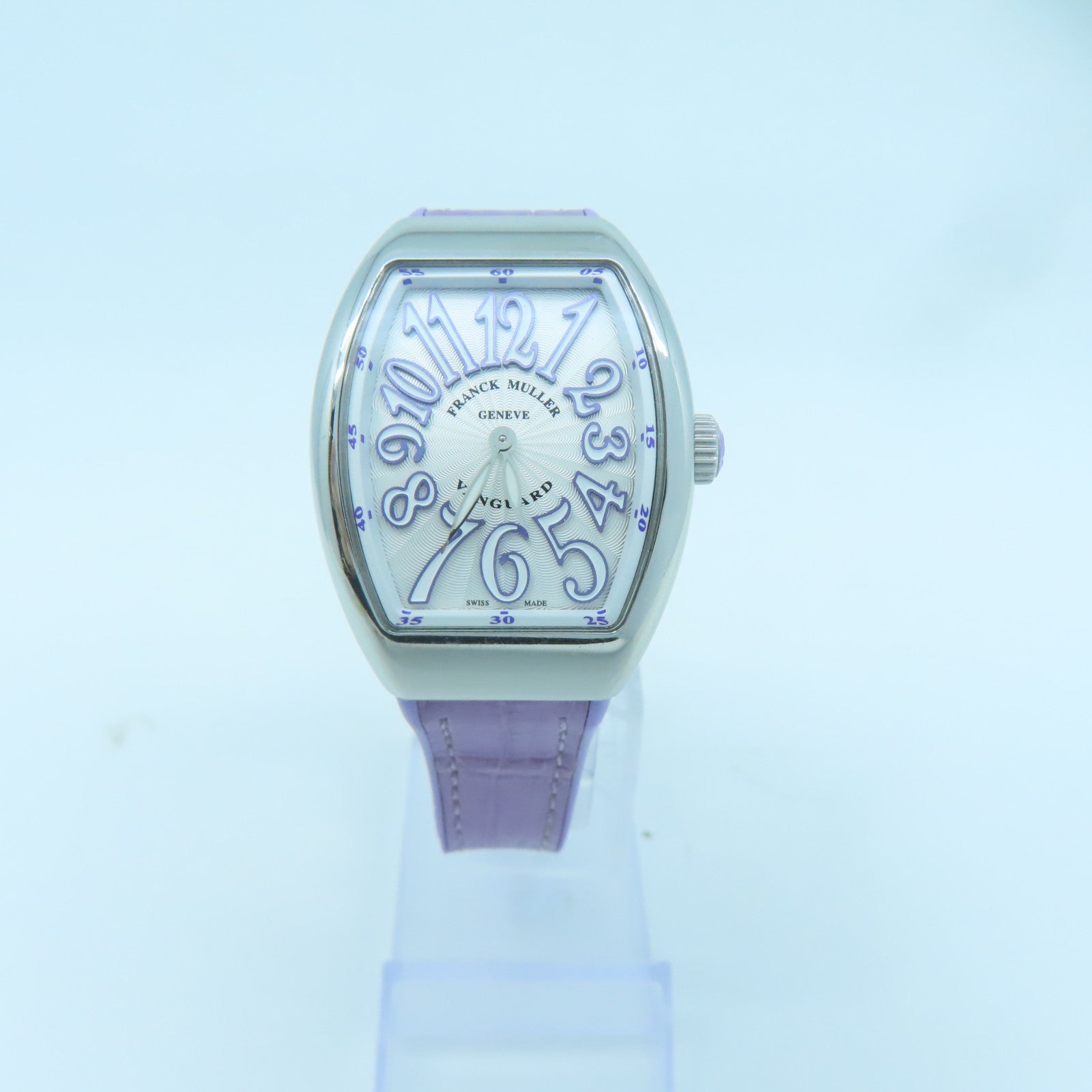 FRANCK MULLER Vanguard不鏽鋼/鱷魚皮革手錶石英機芯白色