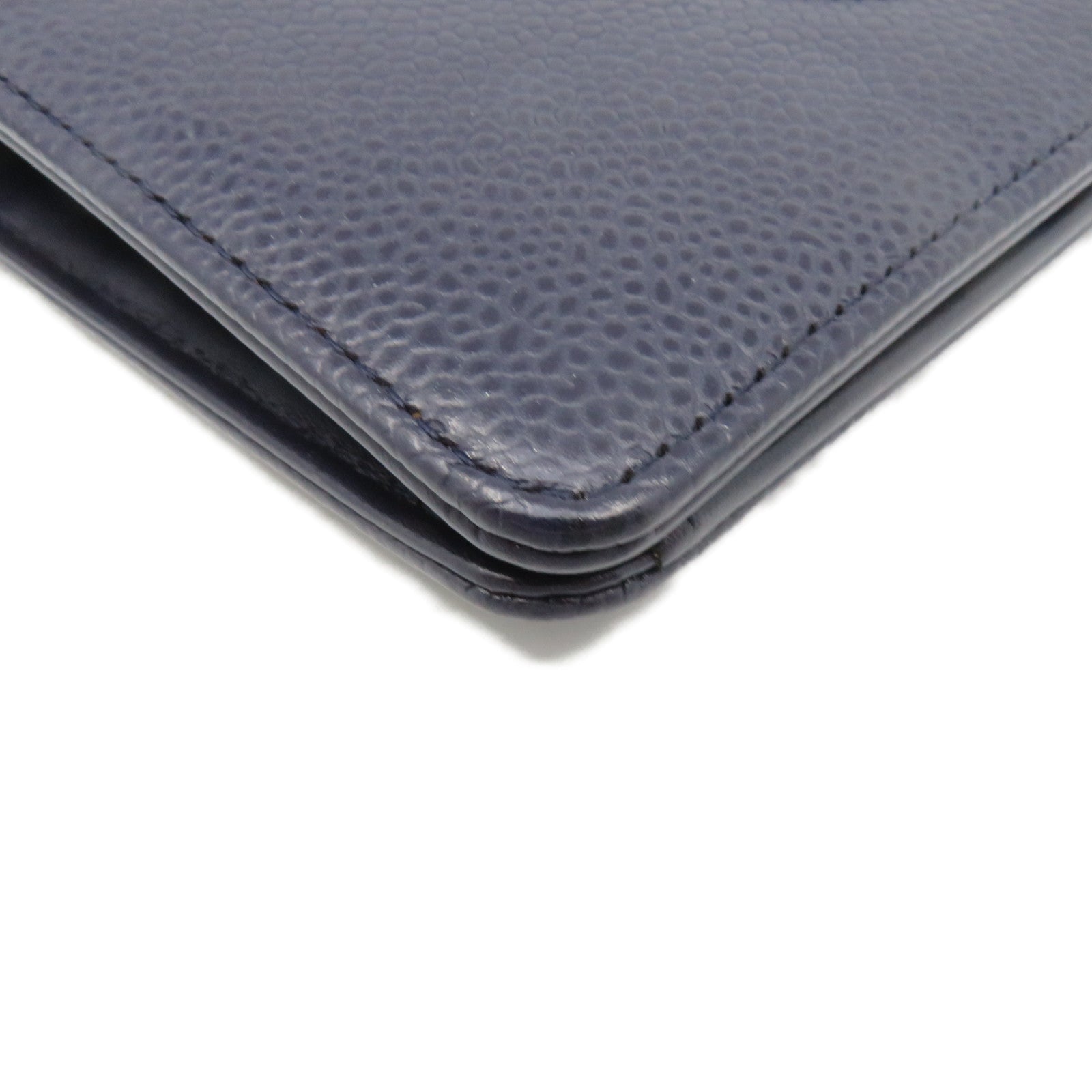 CHANEL Caviar Leather Long Wallet Purple