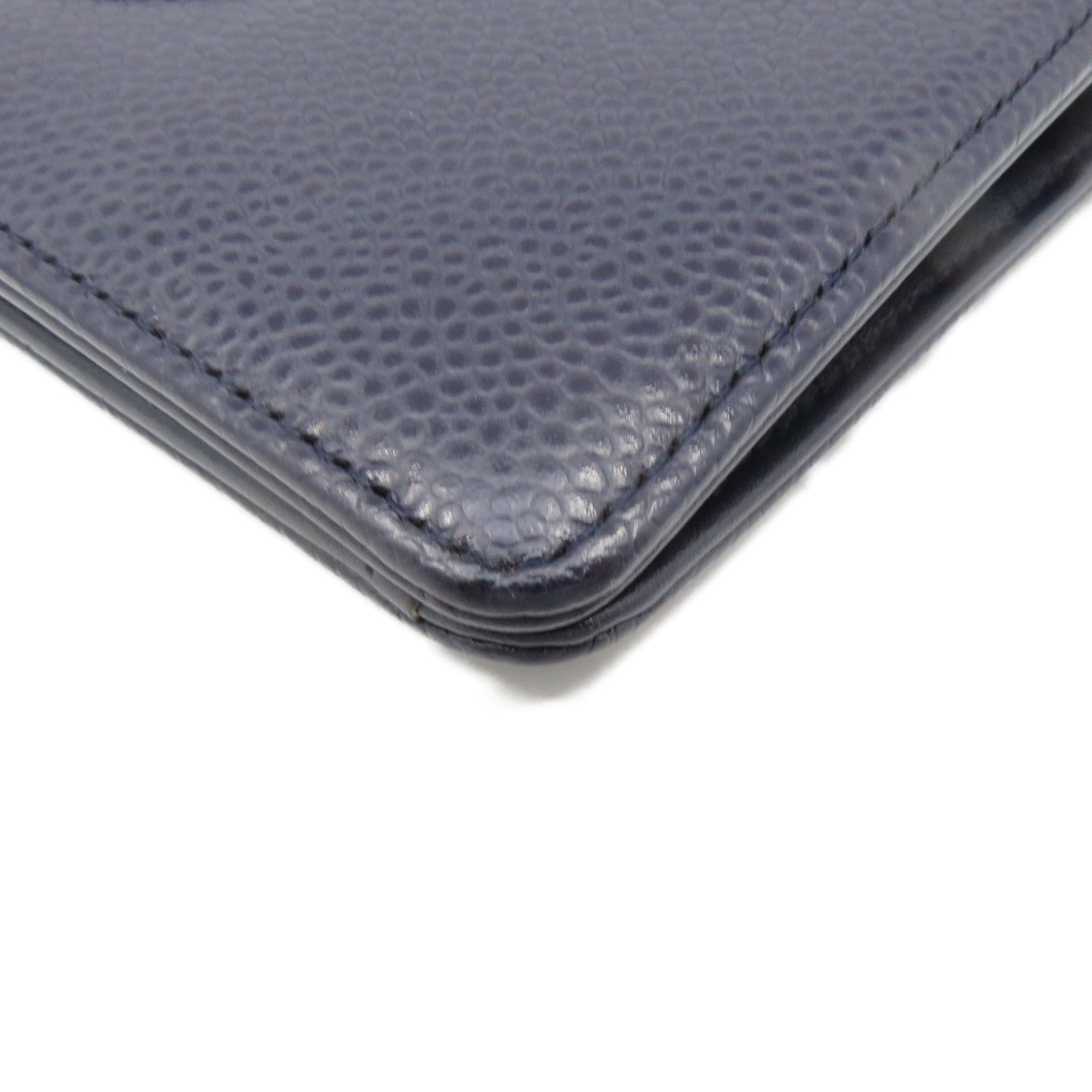 CHANEL Caviar Leather Long Wallet Purple
