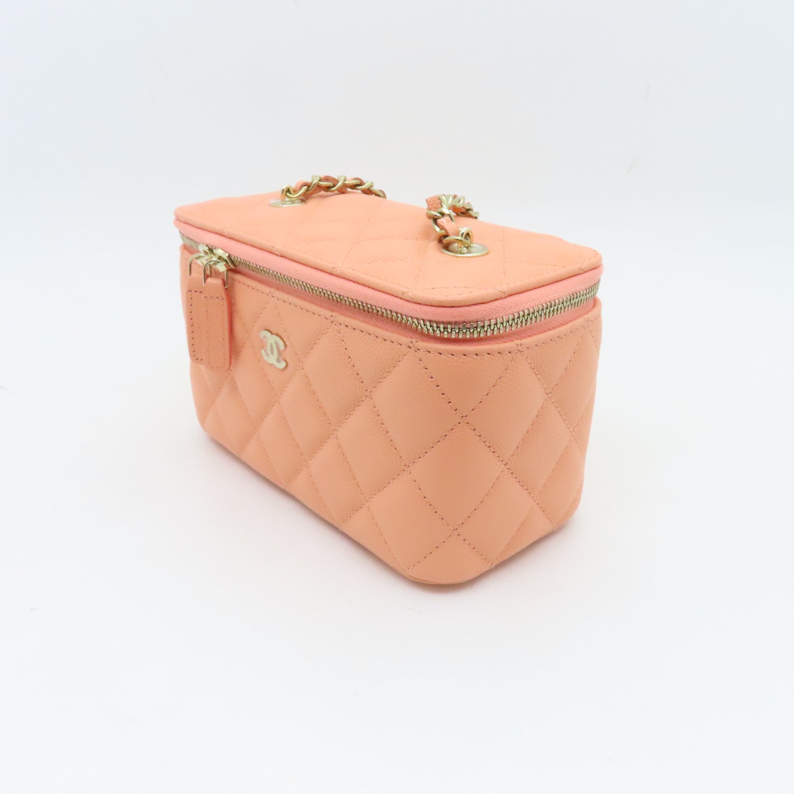 CHANEL 【激減優惠】菱格Caviar皮革Chain Shoulder Bag金扣鏈帶肩背袋粉紅色
