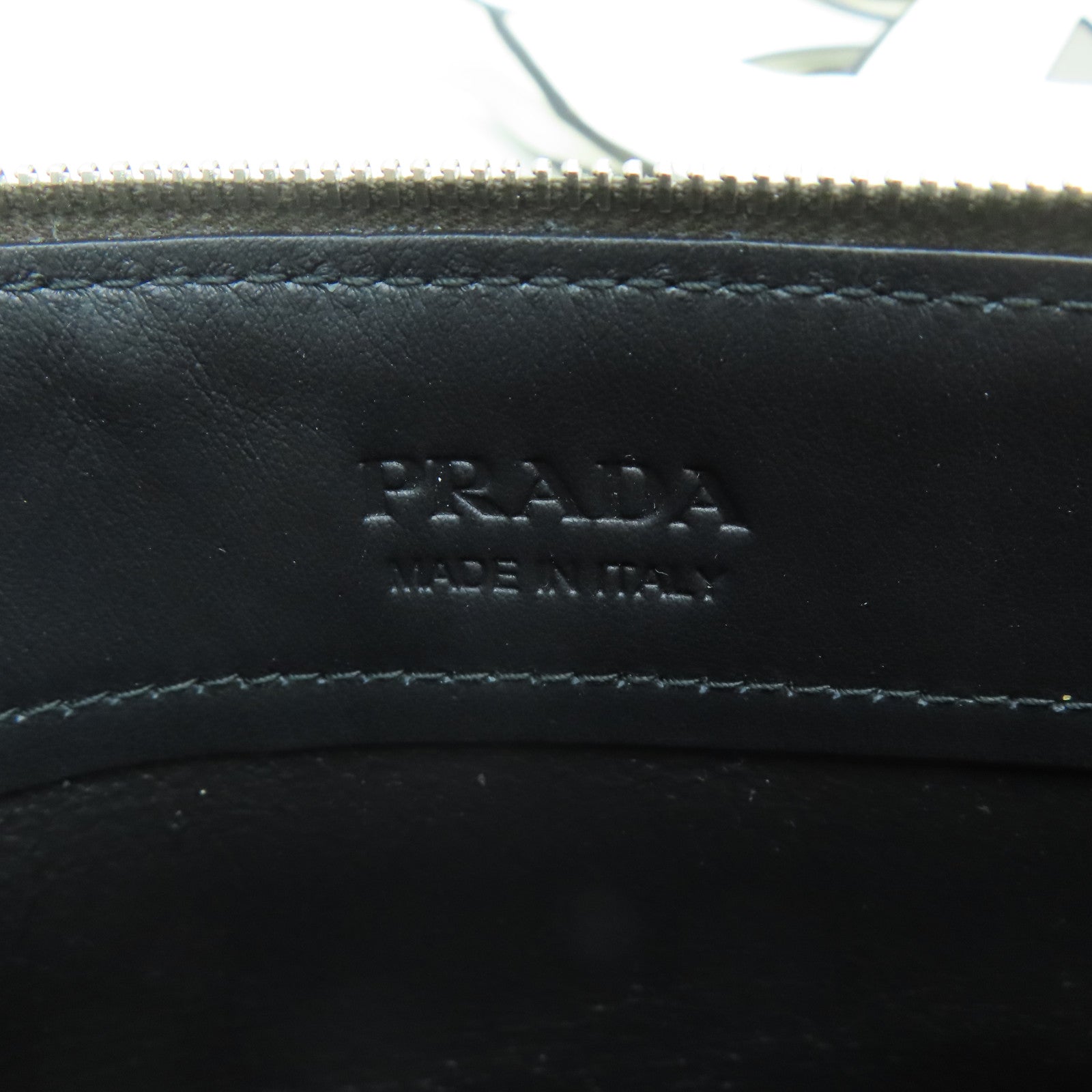 PRADA 牛皮皮革Tote Bag銀扣手挽肩背兩用袋灰色/白色