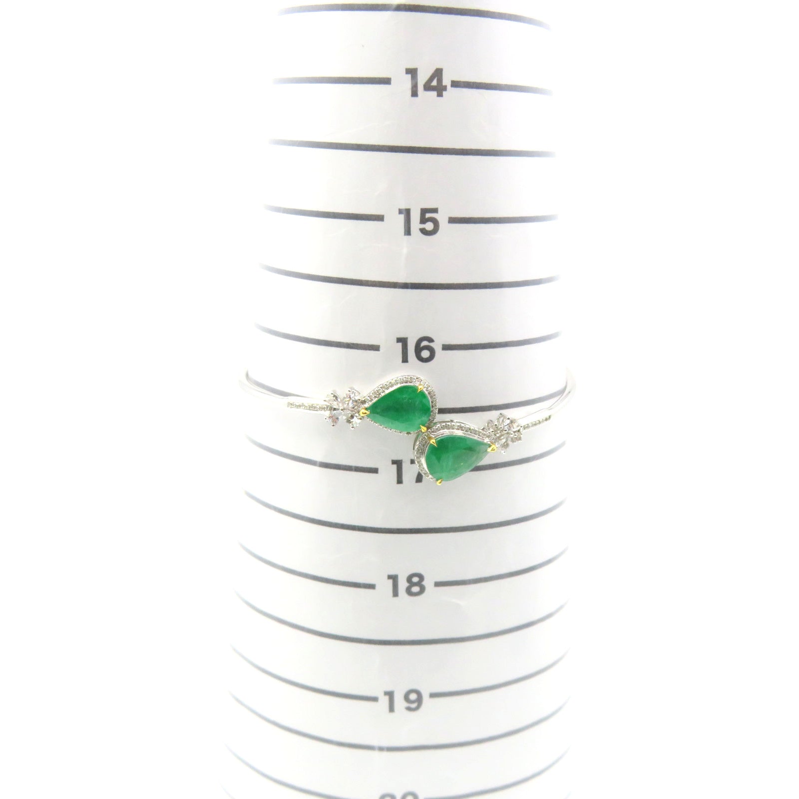 JEWELRY 【激減優惠】18K白金/0.62ct鑽石/4.32ct綠寶石Emerald Bangle手鐲綠色