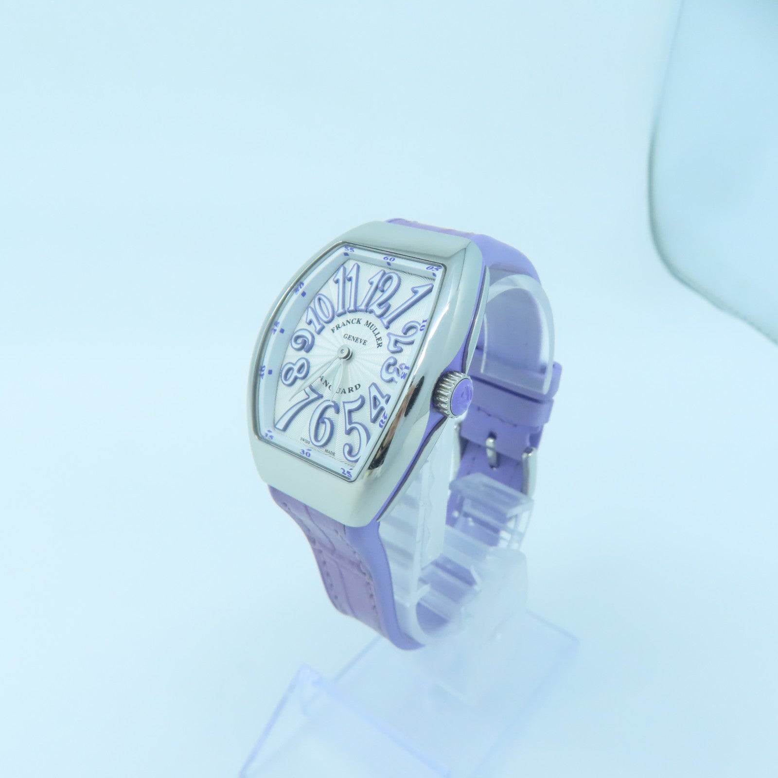 FRANCK MULLER Vanguard不鏽鋼/鱷魚皮革手錶石英機芯白色