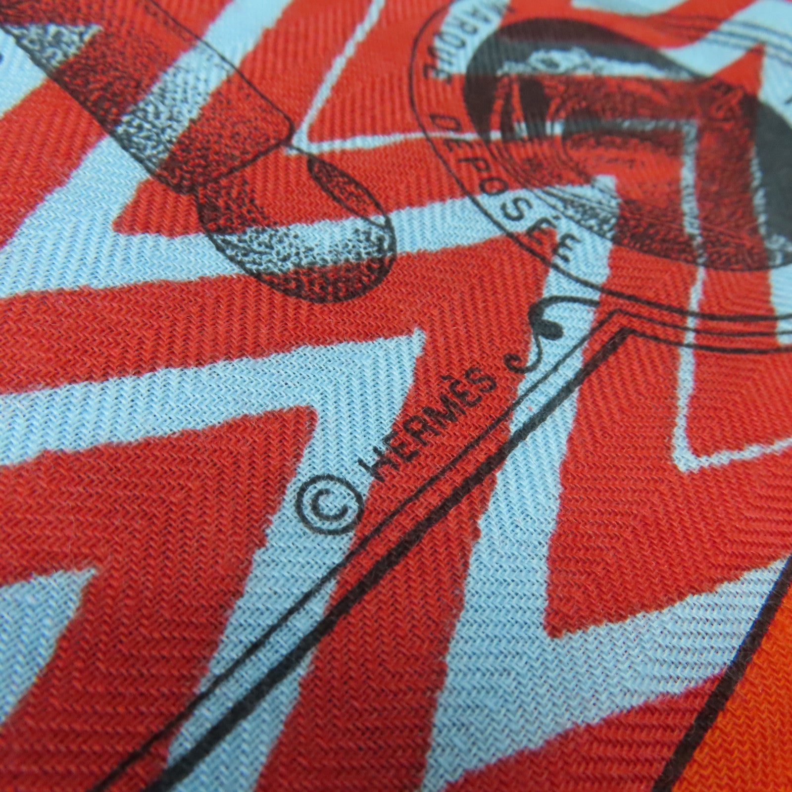 HERMES 【激減優惠】羊絨/絲質Scarf 140X140絲巾藍色/橙色