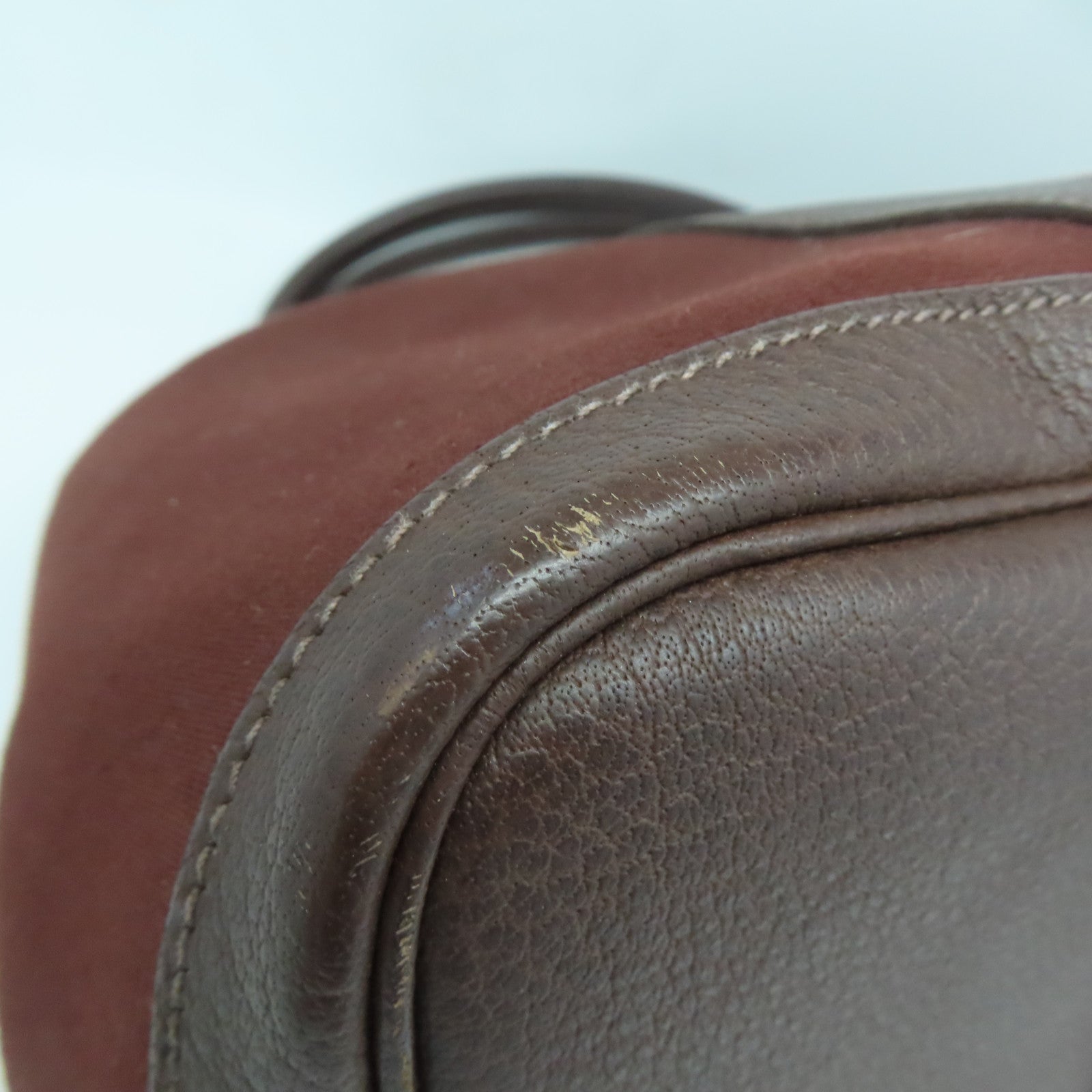HERMES 帆布Garden Party PM银扣手挽袋红色