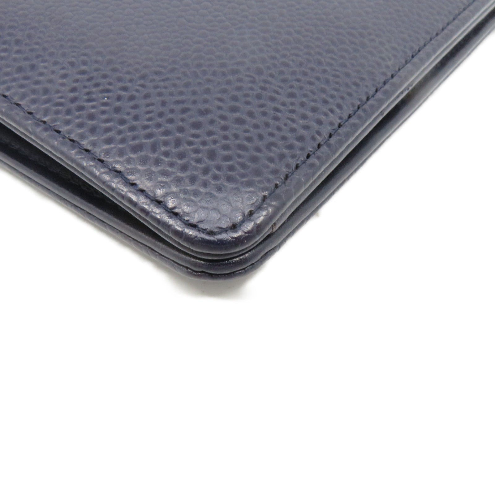 CHANEL Caviar Leather Long Wallet Purple