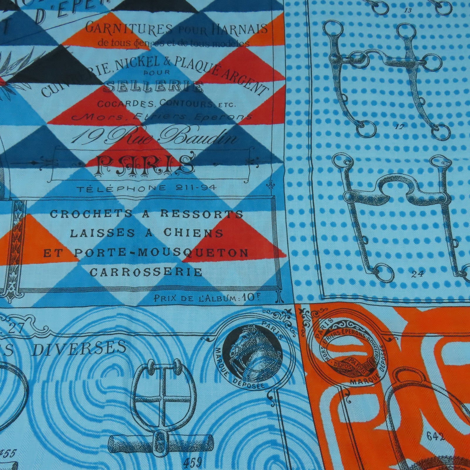 HERMES 【激減優惠】羊絨/絲質Scarf 140X140絲巾藍色/橙色