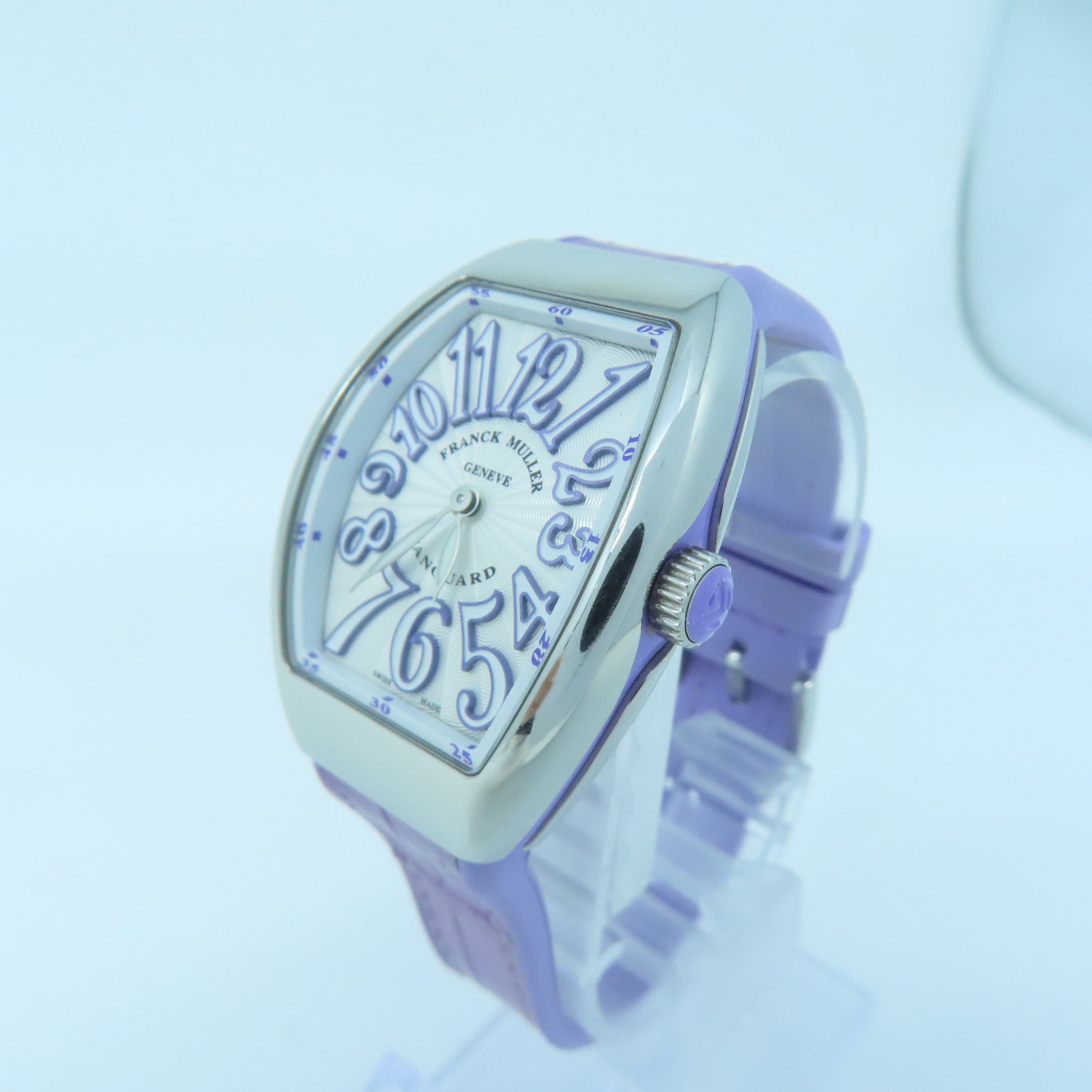 FRANCK MULLER Vanguard不鏽鋼/鱷魚皮革手錶石英機芯白色