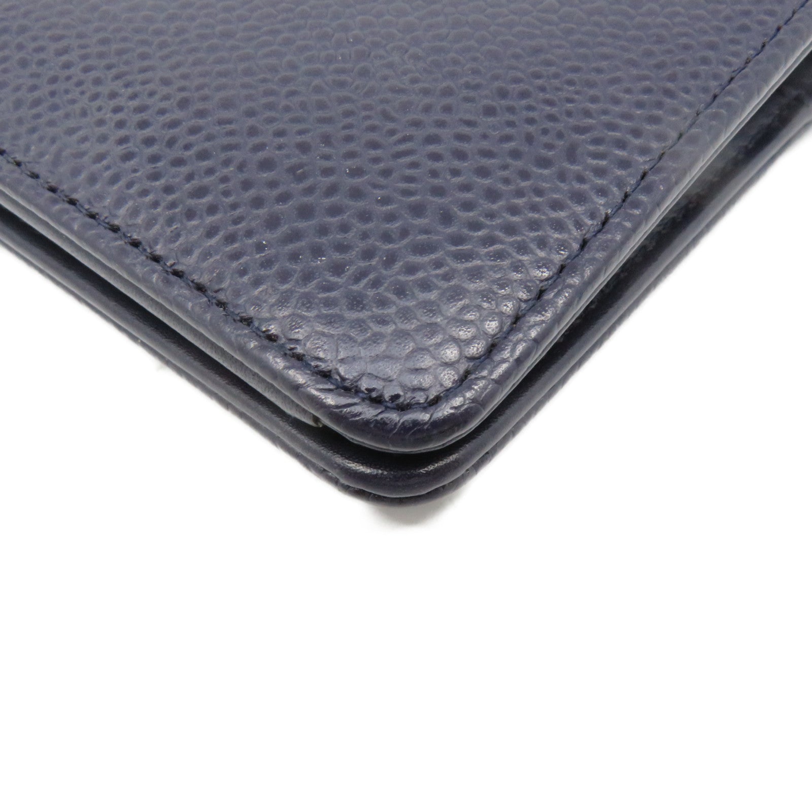 CHANEL Caviar Leather Long Wallet Purple
