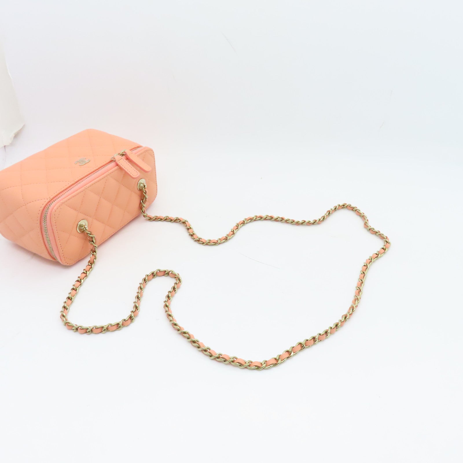 CHANEL 【激減優惠】菱格Caviar皮革Chain Shoulder Bag金扣鏈帶肩背袋粉紅色