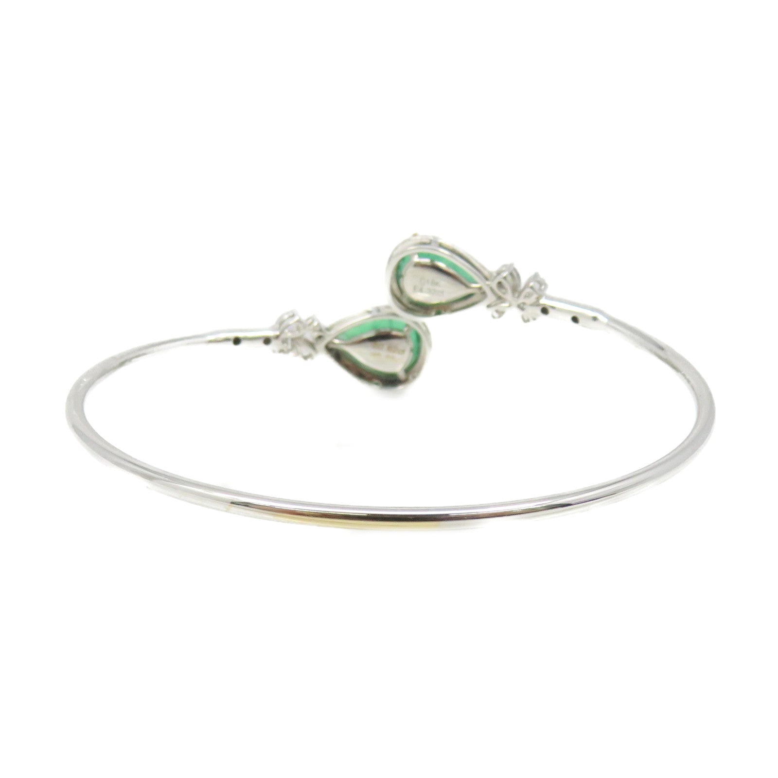 JEWELRY 【激減優惠】18K白金/0.62ct鑽石/4.32ct綠寶石Emerald Bangle手鐲綠色