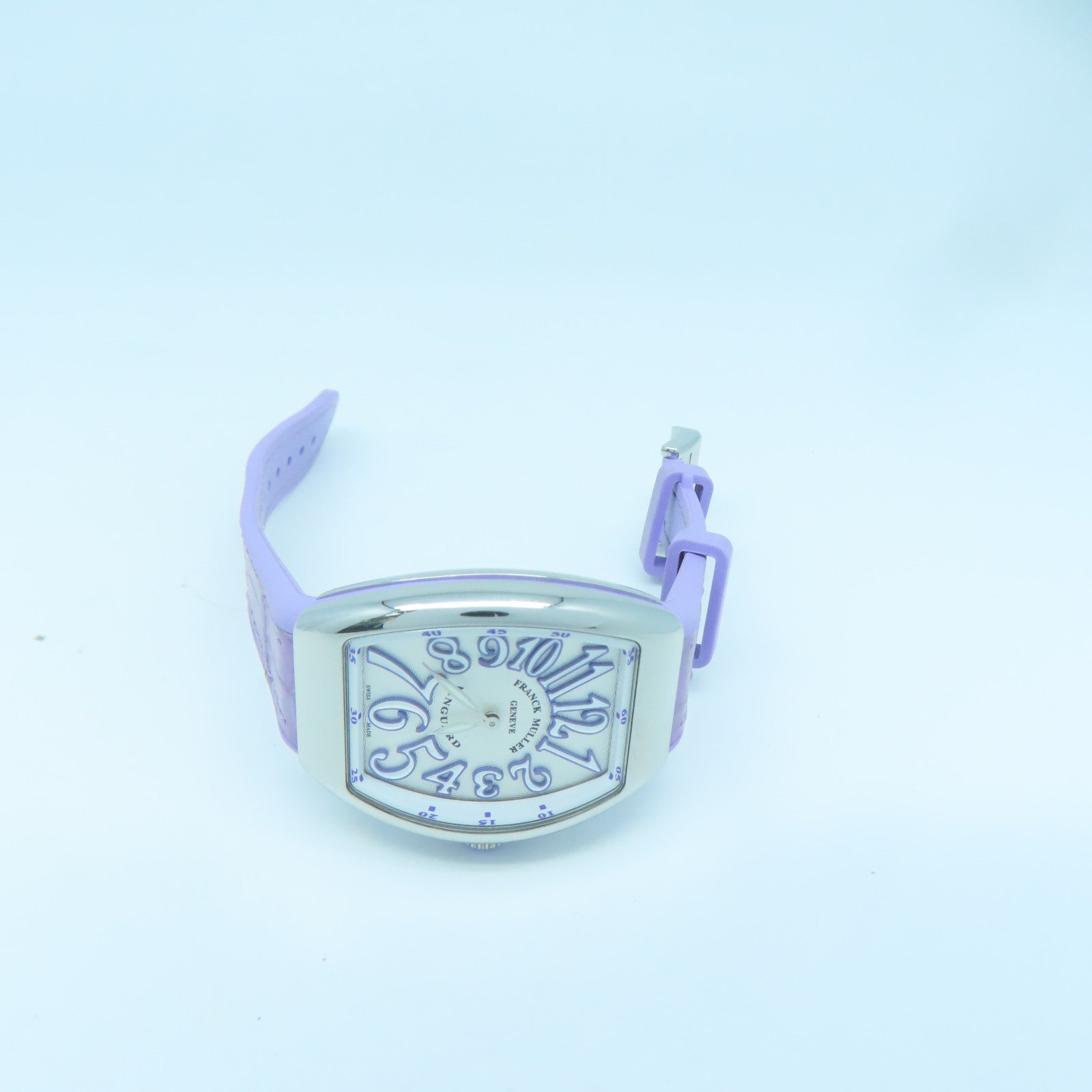 FRANCK MULLER Vanguard不鏽鋼/鱷魚皮革手錶石英機芯白色