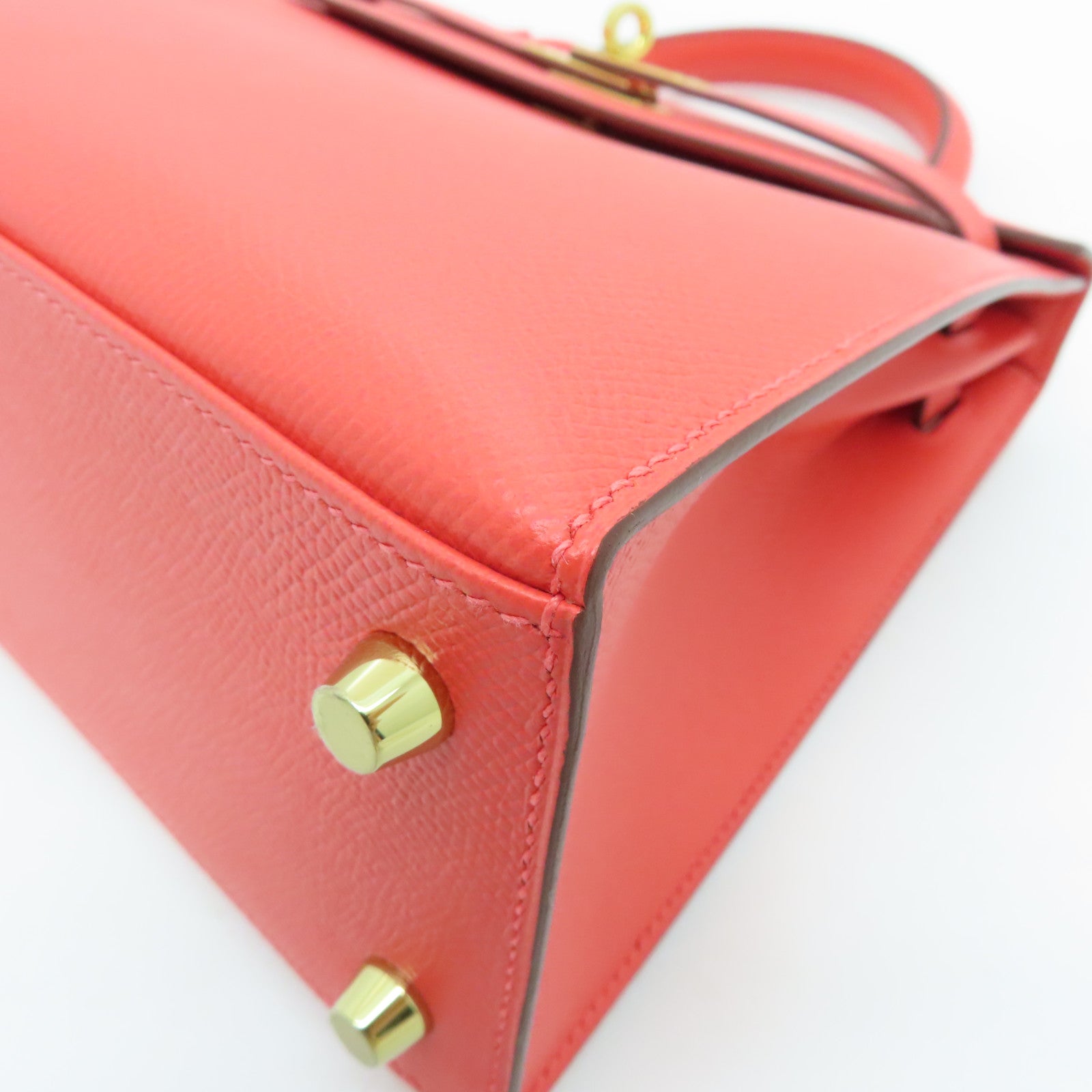 HERMES Epsom皮革Kelly 25金扣手挽肩背两用袋Capucine