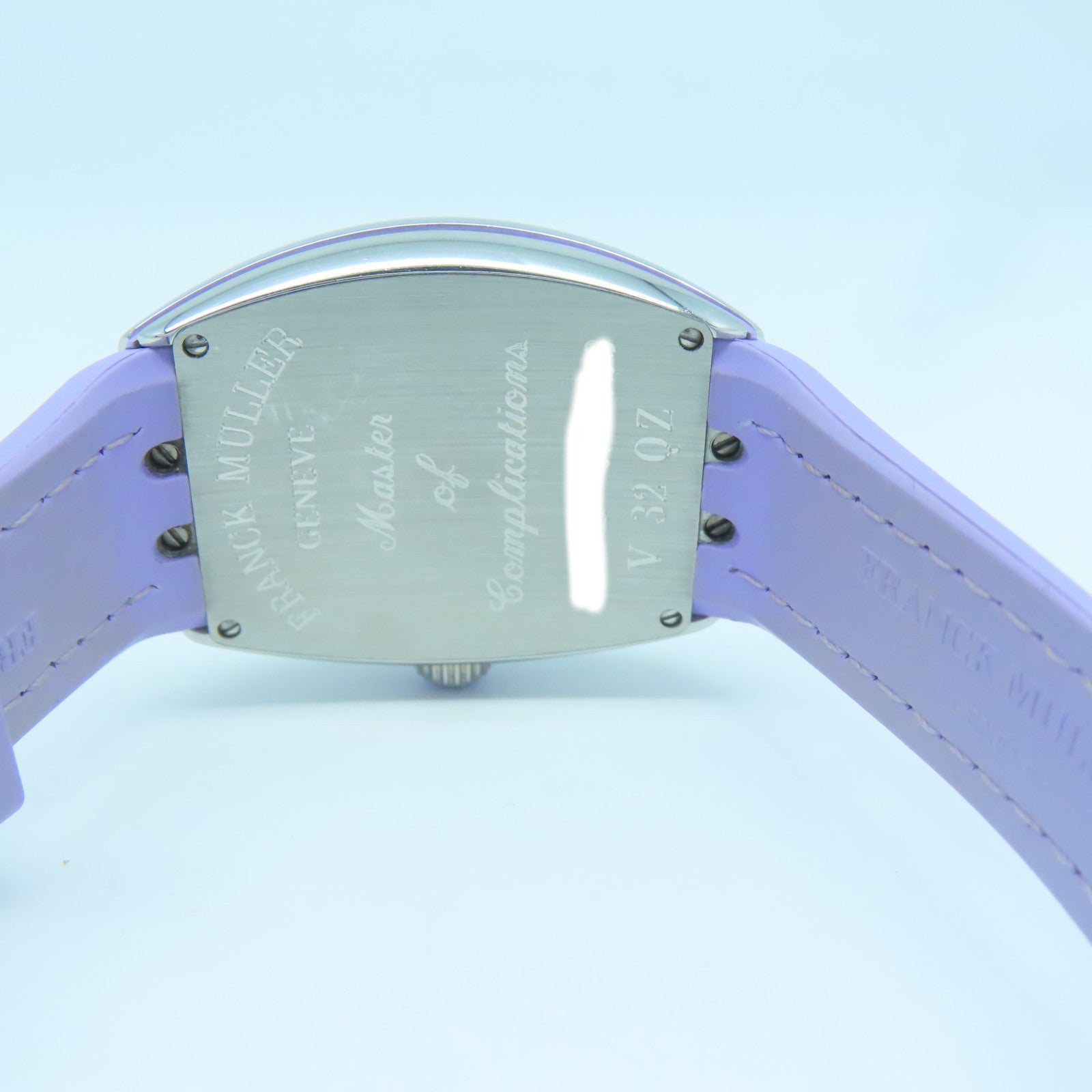 FRANCK MULLER Vanguard不鏽鋼/鱷魚皮革手錶石英機芯白色