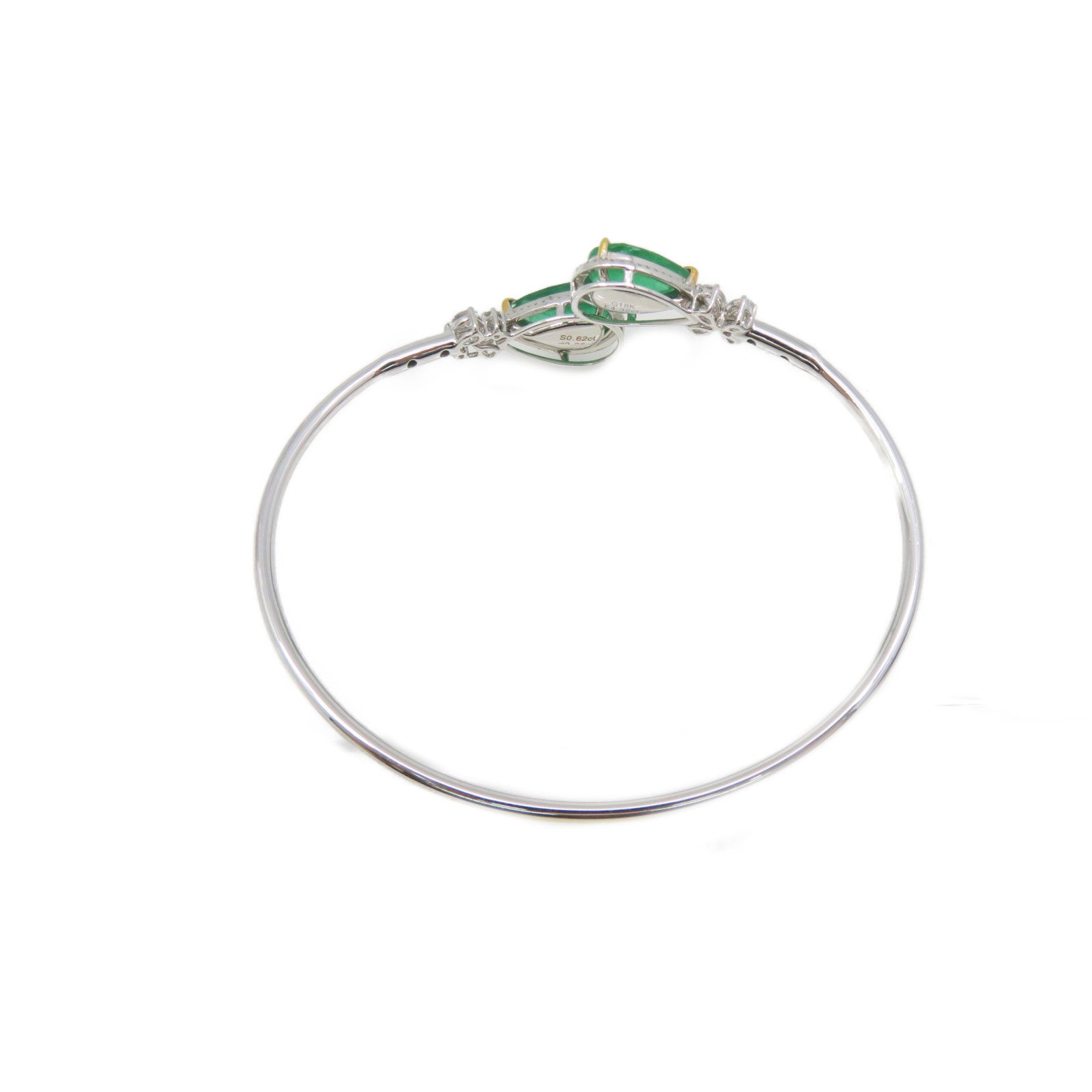 JEWELRY 【激減優惠】18K白金/0.62ct鑽石/4.32ct綠寶石Emerald Bangle手鐲綠色