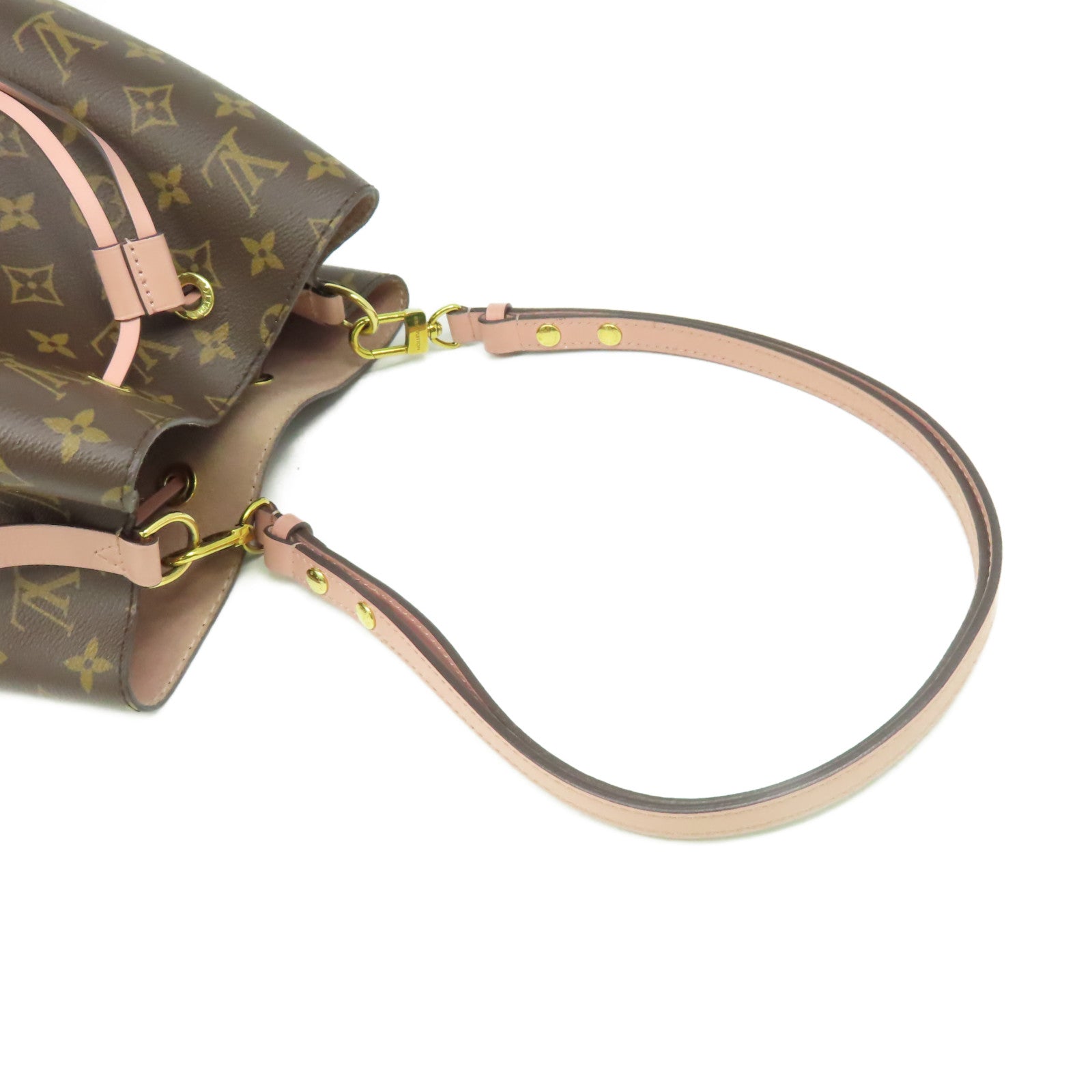 LOUIS VUITTON Monogram NeoNoe MM Shoulder Bag肩背袋啡色/粉紅色