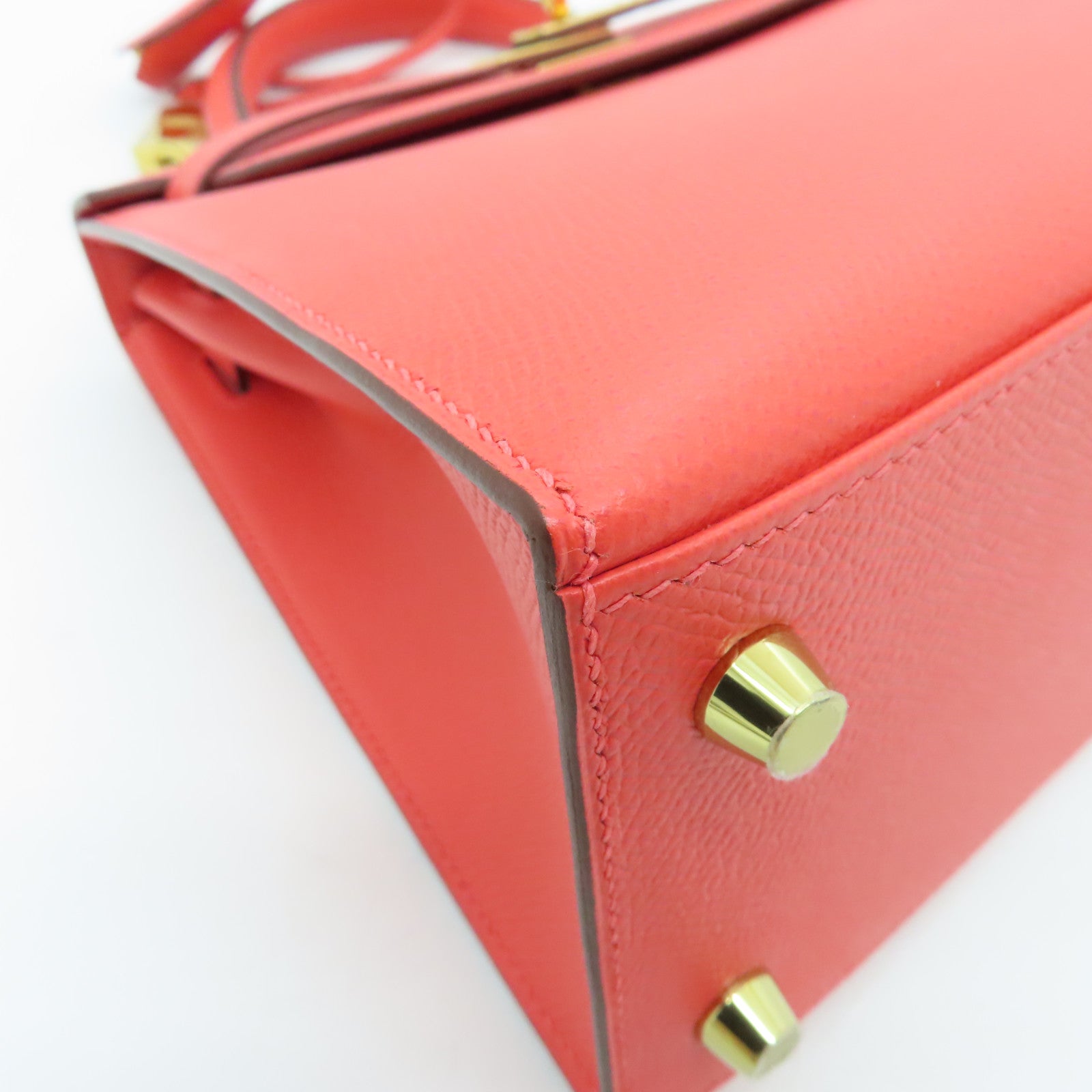 HERMES Epsom皮革Kelly 25金扣手挽肩背两用袋Capucine