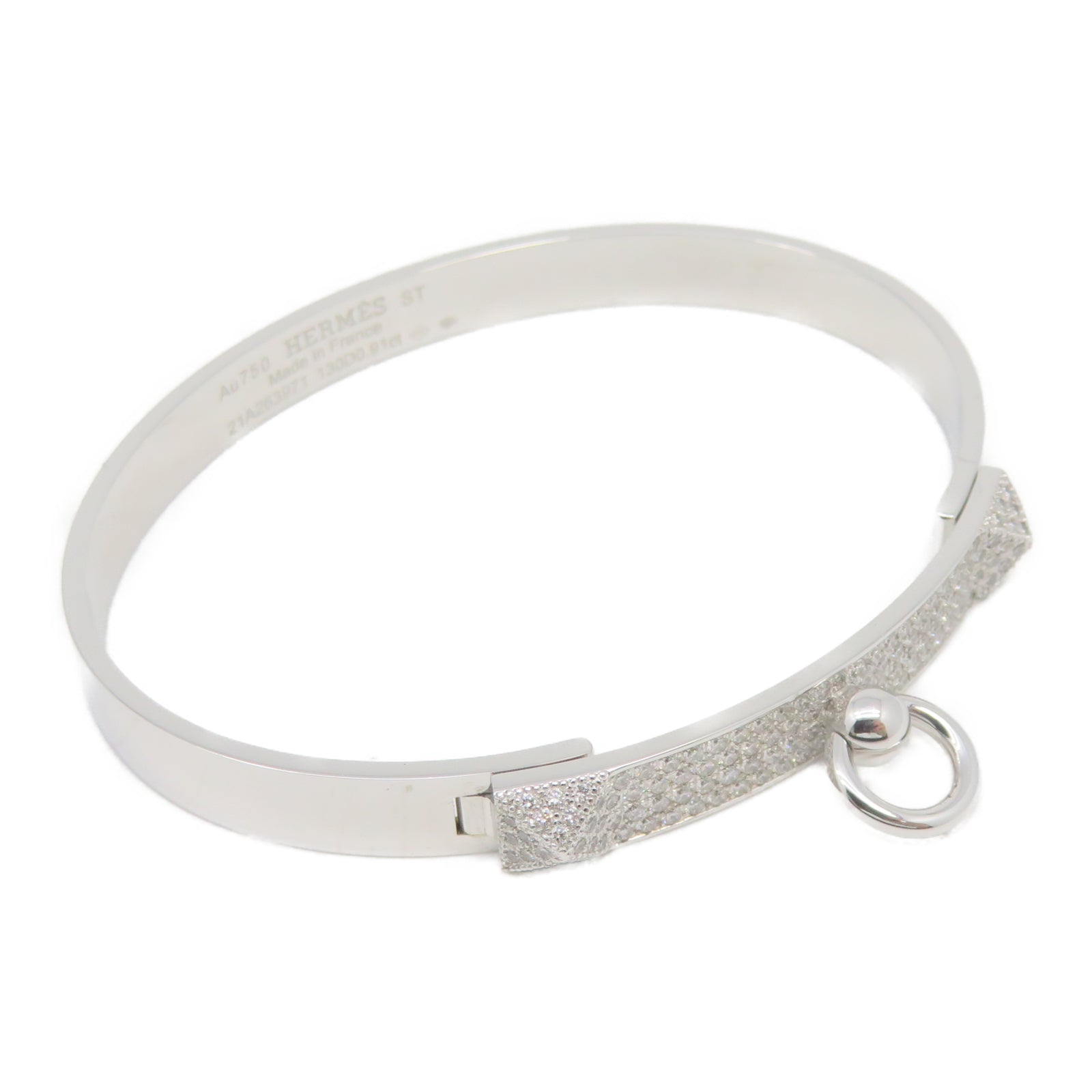 HERMES 【激减优惠】18K白金Collier De Chien Bracelet 0.91ct钻石手环