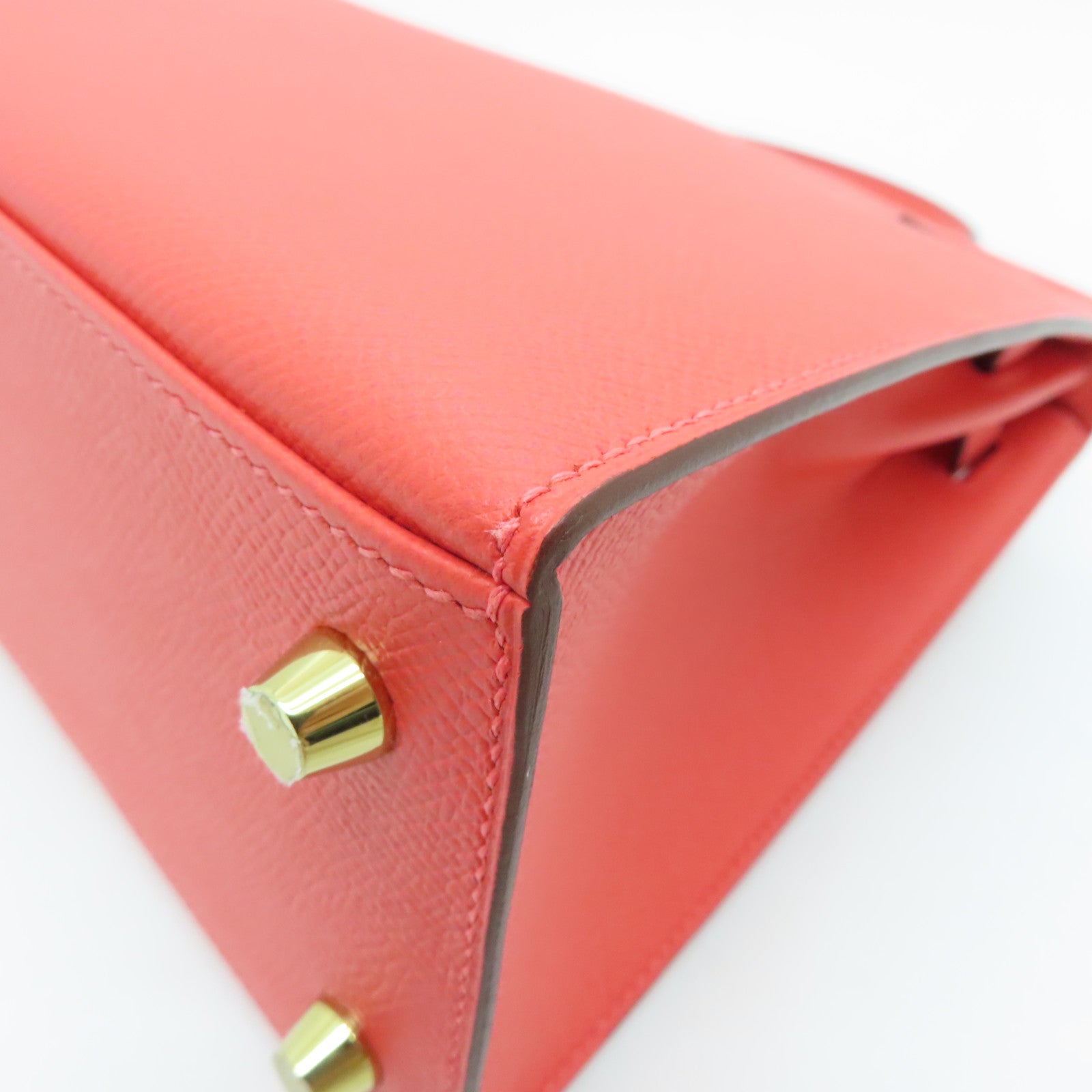 HERMES Epsom皮革Kelly 25金扣手挽肩背两用袋Capucine