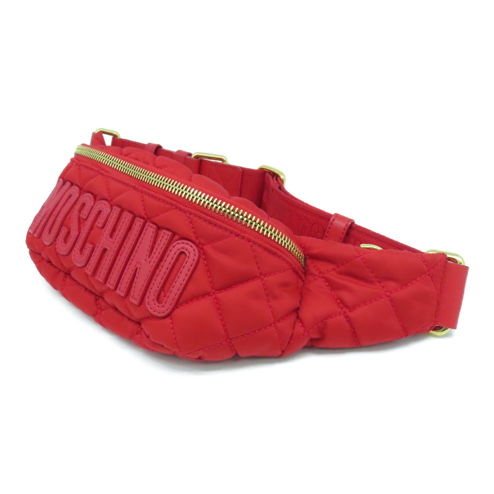 MOSCHINO 尼龍Belt Bag金扣腰包紅色