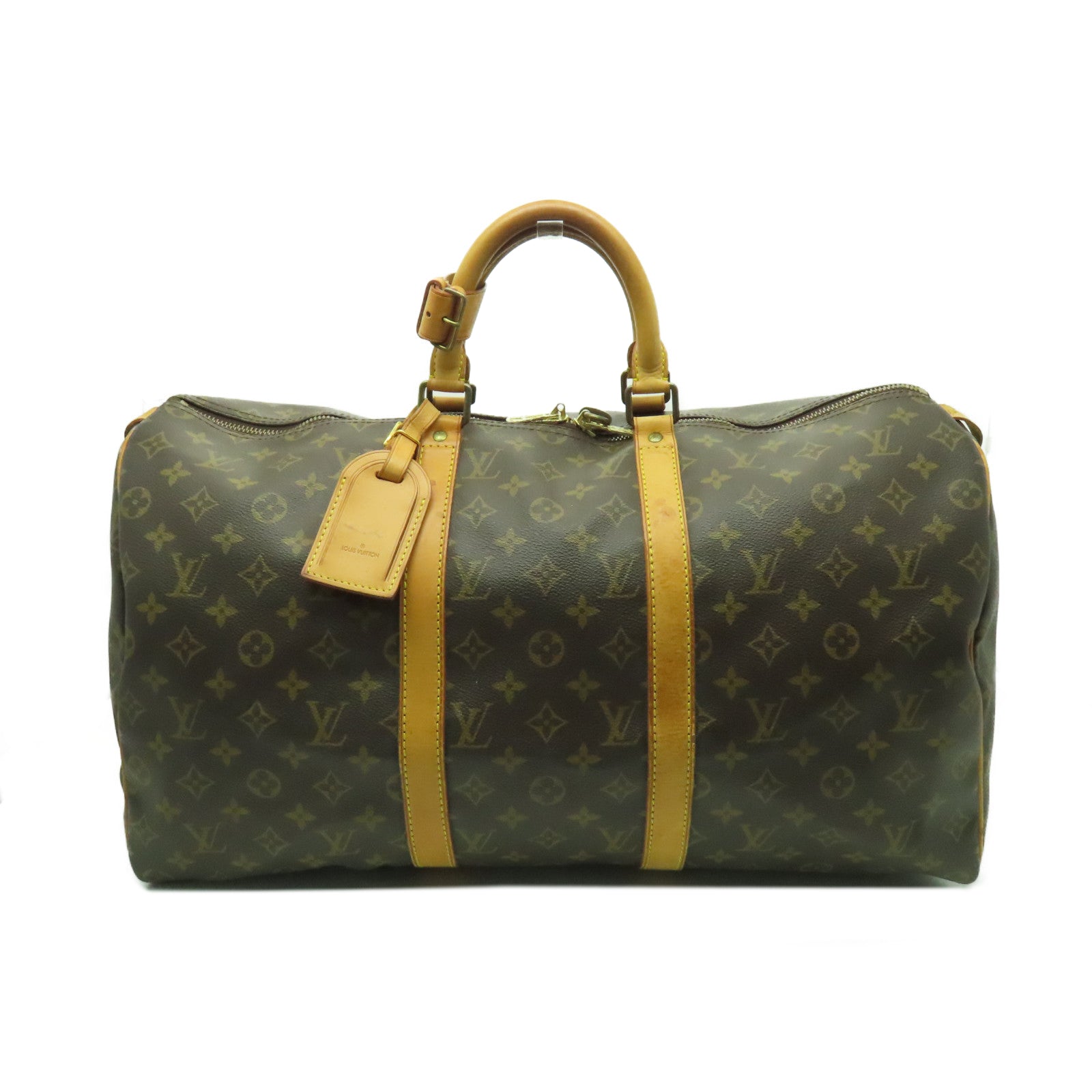 LOUIS VUITTON Monogram Keepall 50金扣波士頓包棕色