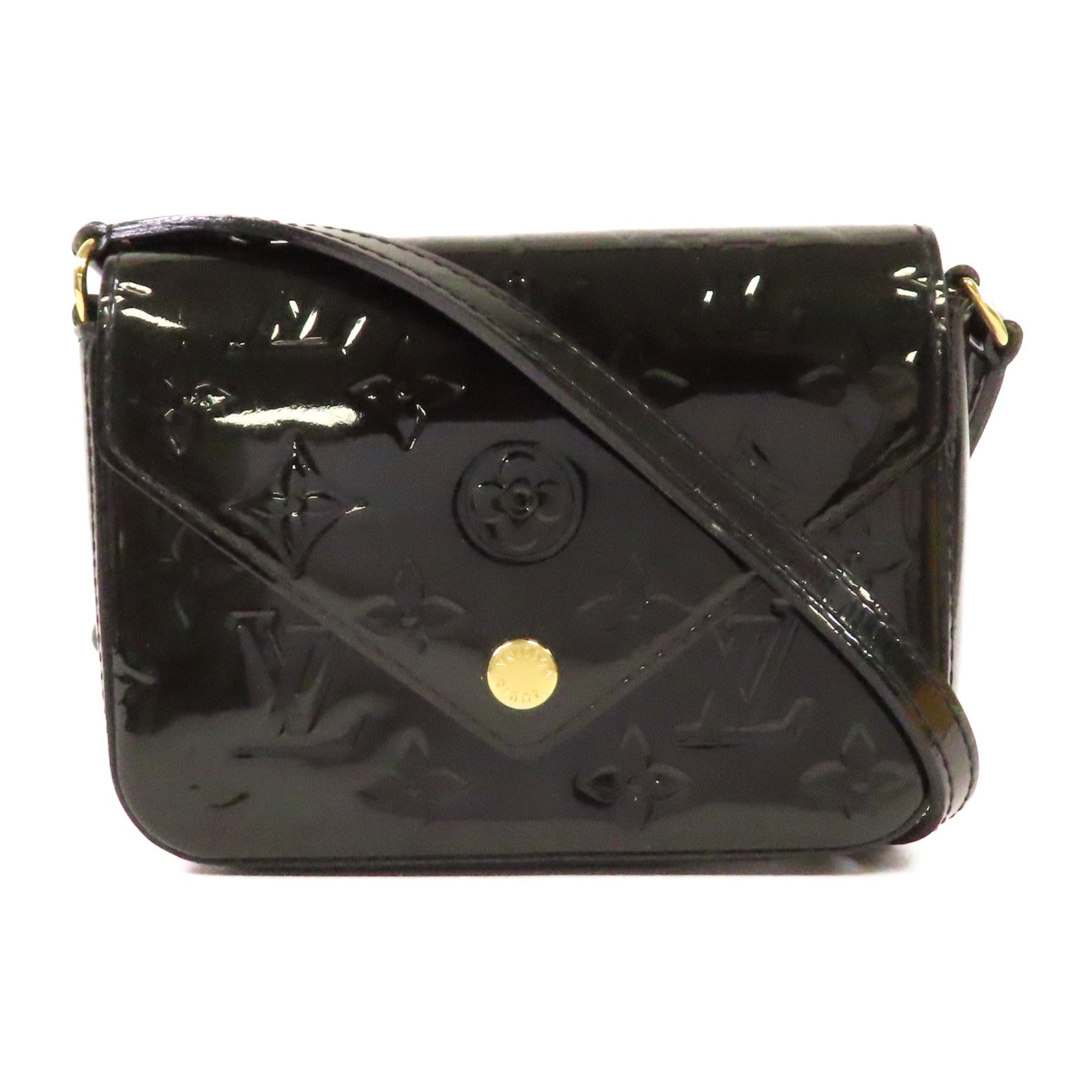 LOUIS VUITTON Monogram Vernis Sac Luice金扣肩背袋墨綠色