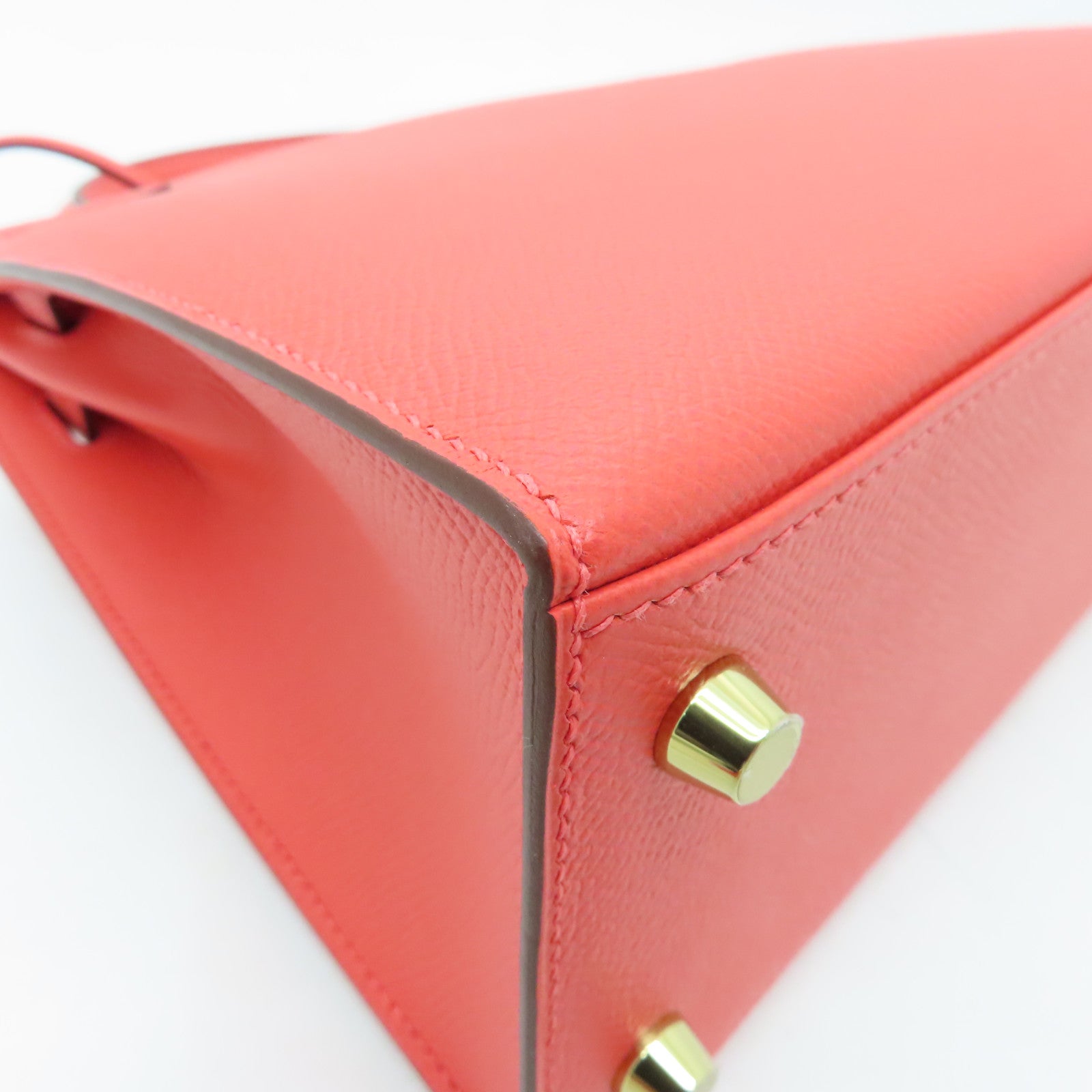 HERMES Epsom皮革Kelly 25金扣手挽肩背两用袋Capucine