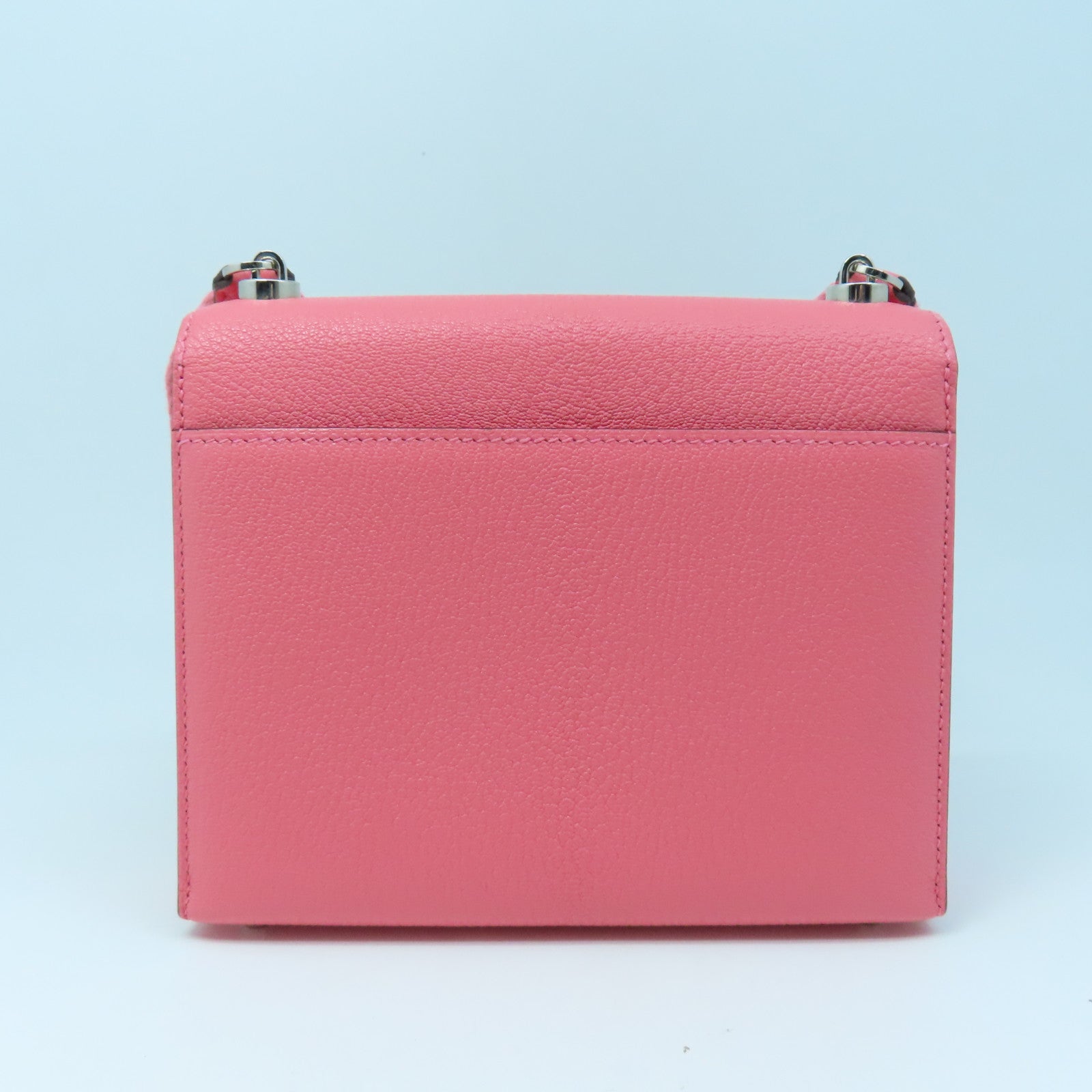 HERMES Chevre皮革Mini Verrou银扣肩背袋夏日玫瑰粉