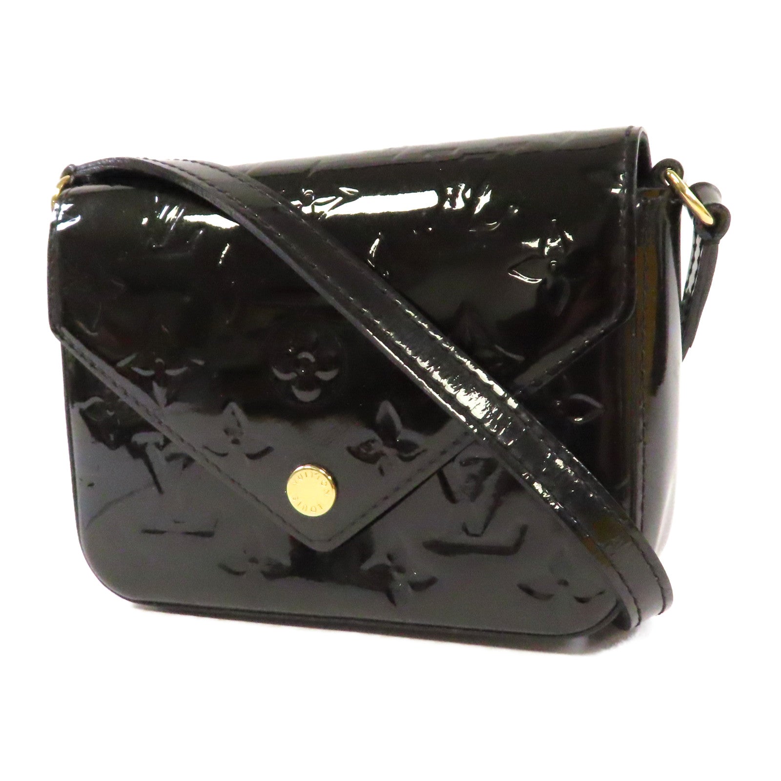 LOUIS VUITTON Monogram Vernis Sac Luice金扣肩背袋墨綠色