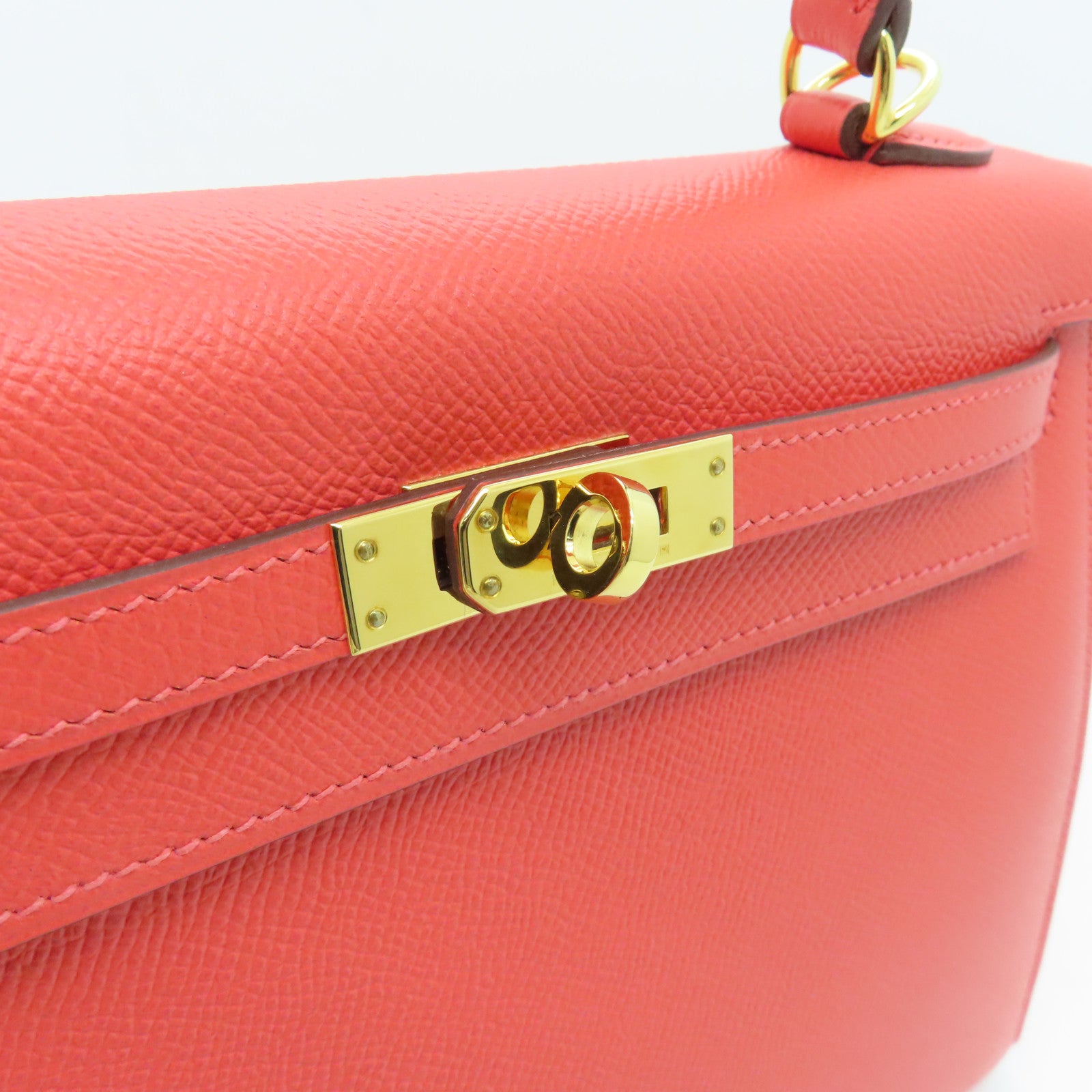 HERMES Epsom皮革Kelly 25金扣手挽肩背两用袋Capucine