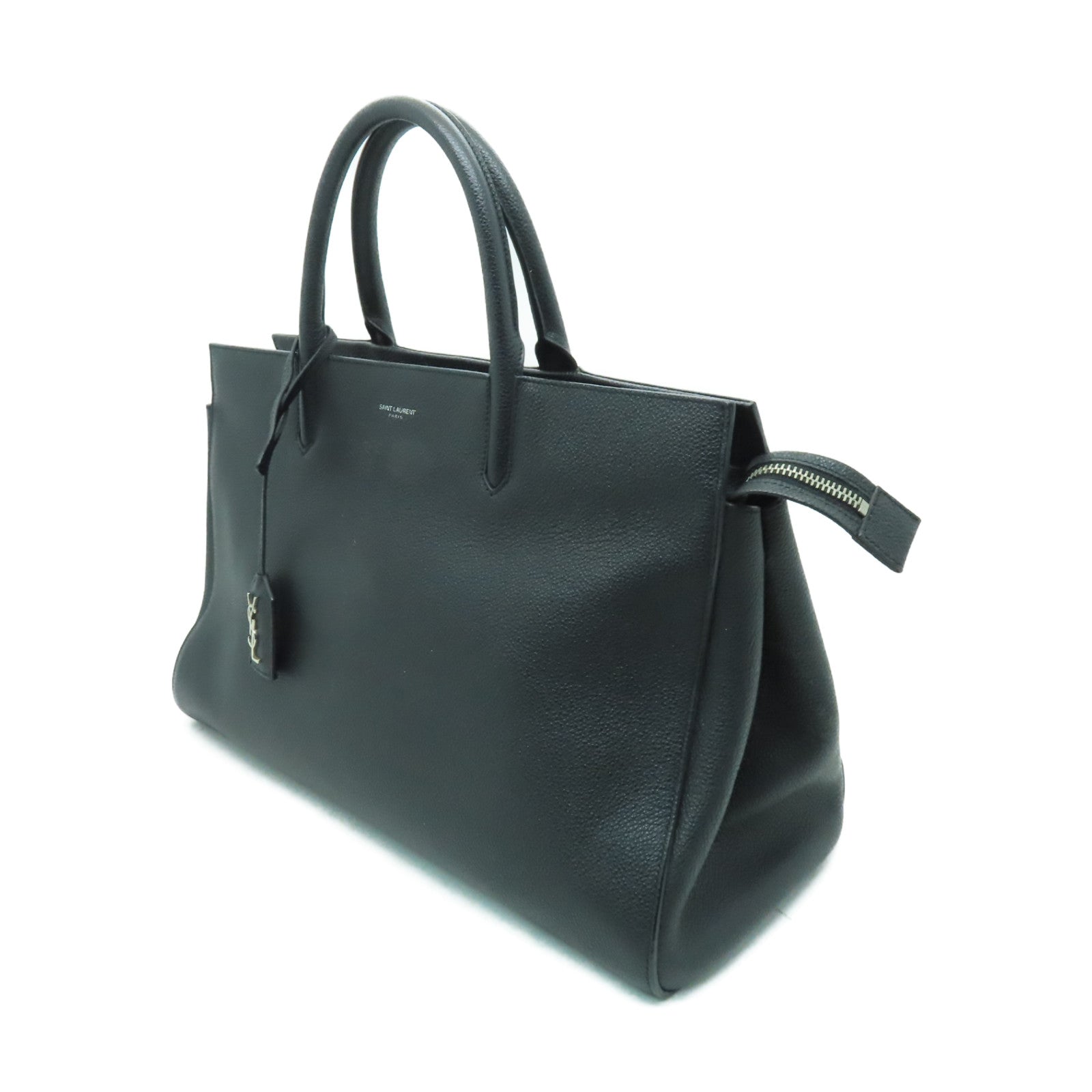 SAINT LAURENT 牛皮皮革2way Shoulder Bag銀扣手挽肩背兩用袋黒色