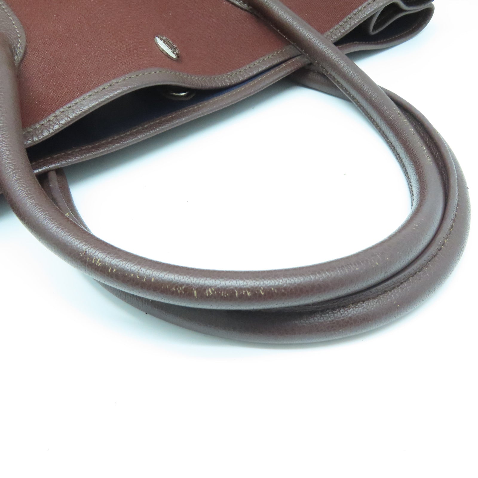 HERMES 帆布Garden Party PM银扣手挽袋红色