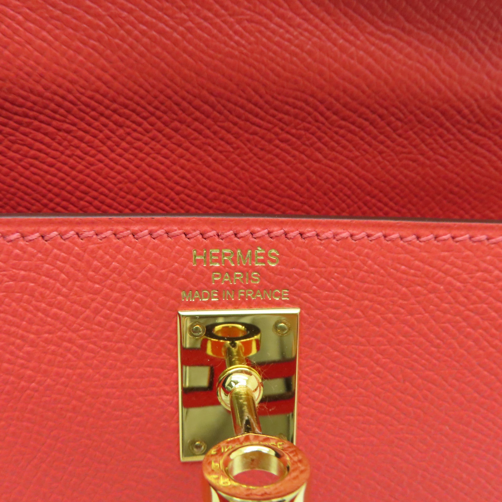 HERMES Epsom皮革Kelly 25金扣手挽肩背两用袋Capucine