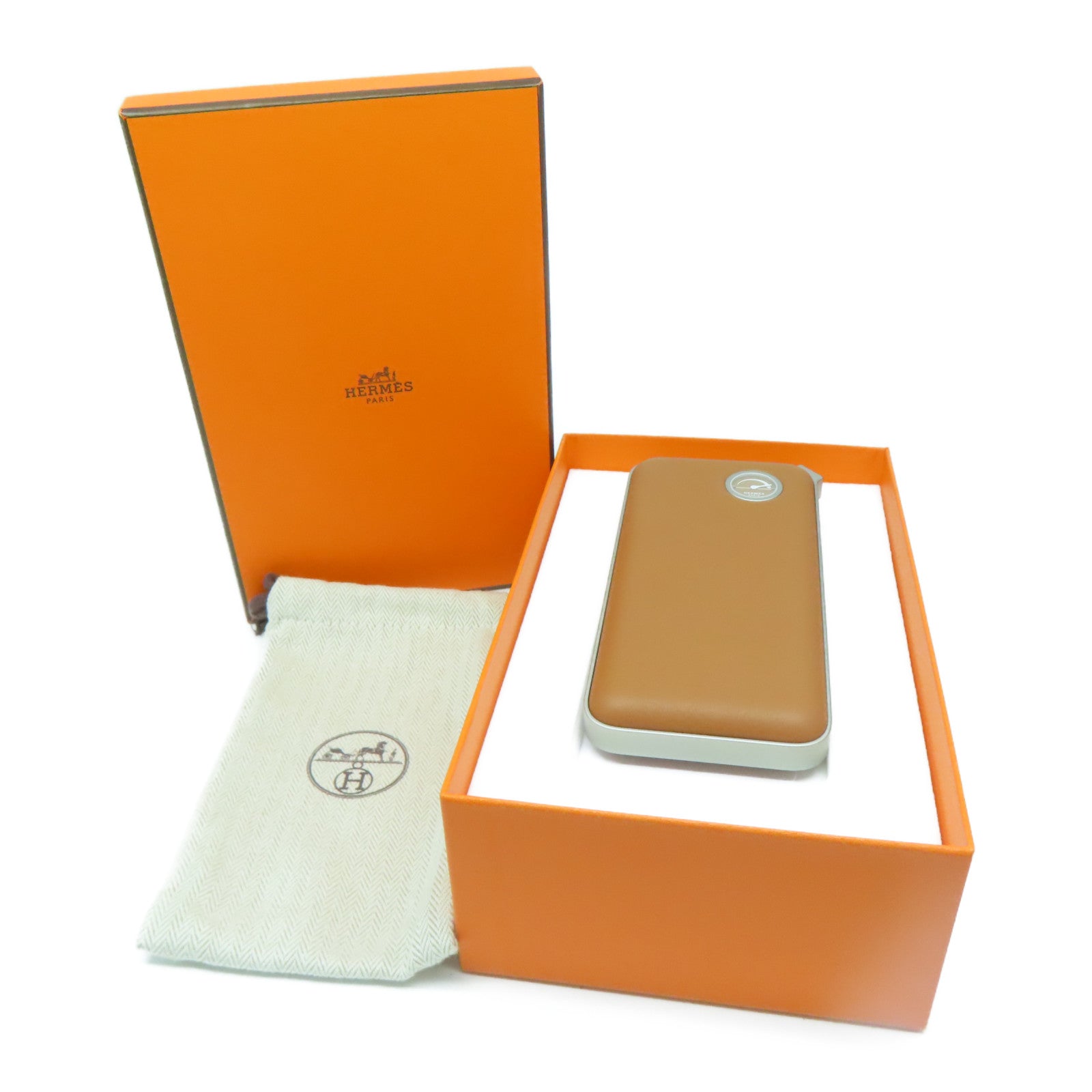 HERMES 皮革Volt H Power Bank啡色