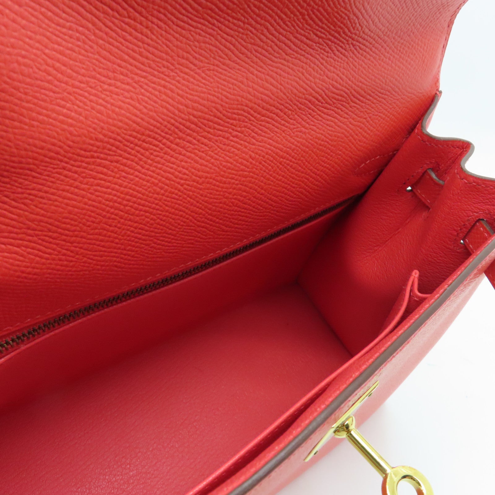 HERMES Epsom皮革Kelly 25金扣手挽肩背两用袋Capucine