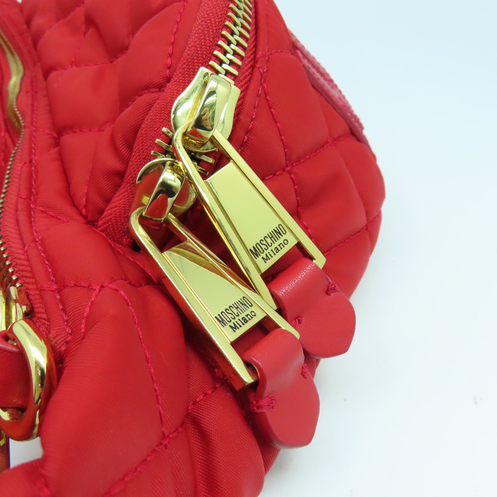 MOSCHINO 尼龍Belt Bag金扣腰包紅色