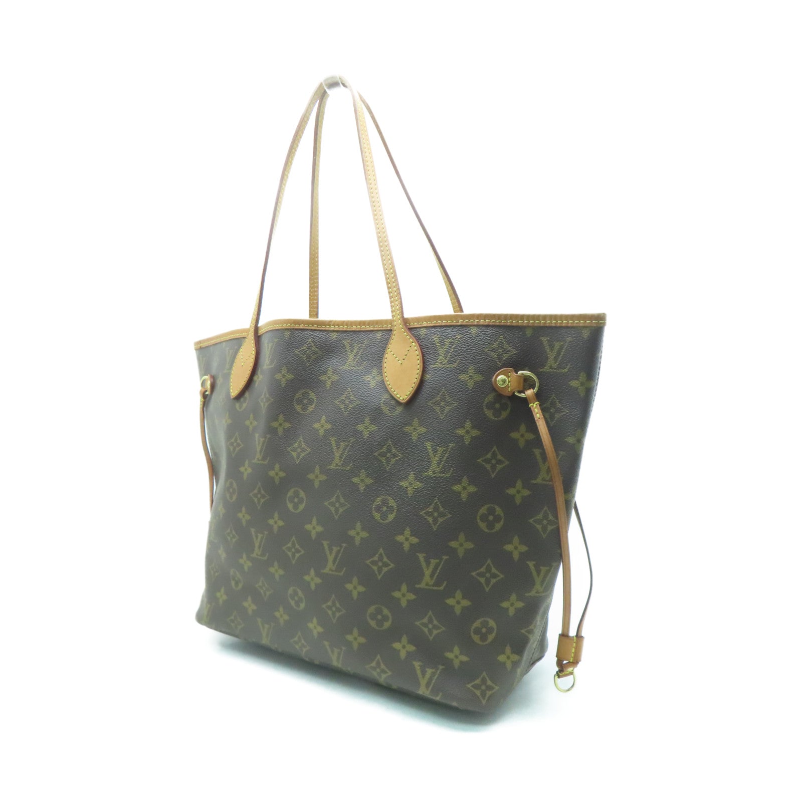 LOUIS VUITTON Monogram Neverfull MM金扣肩背袋啡色