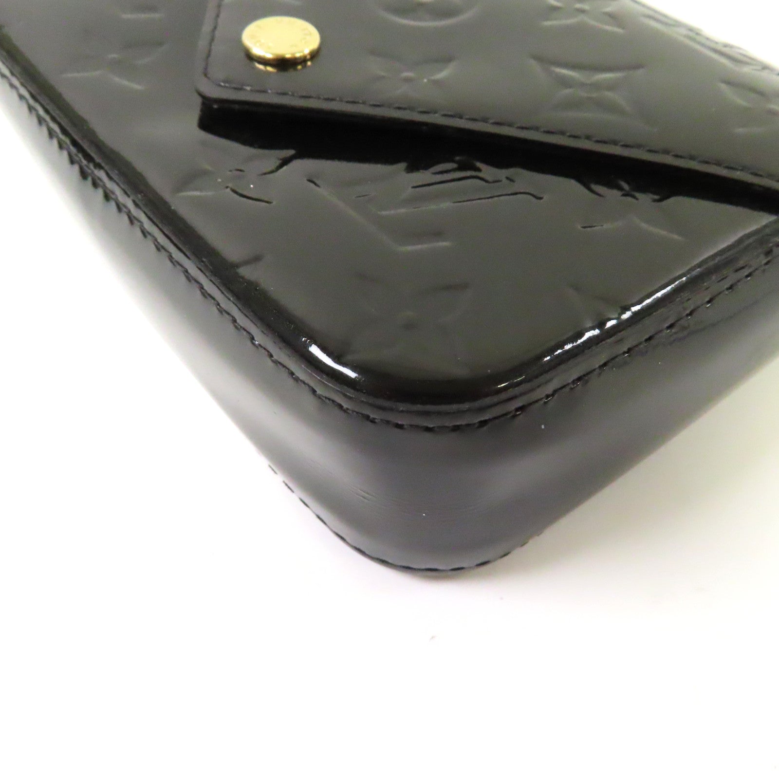 LOUIS VUITTON Monogram Vernis Sac Luice金扣肩背袋墨綠色